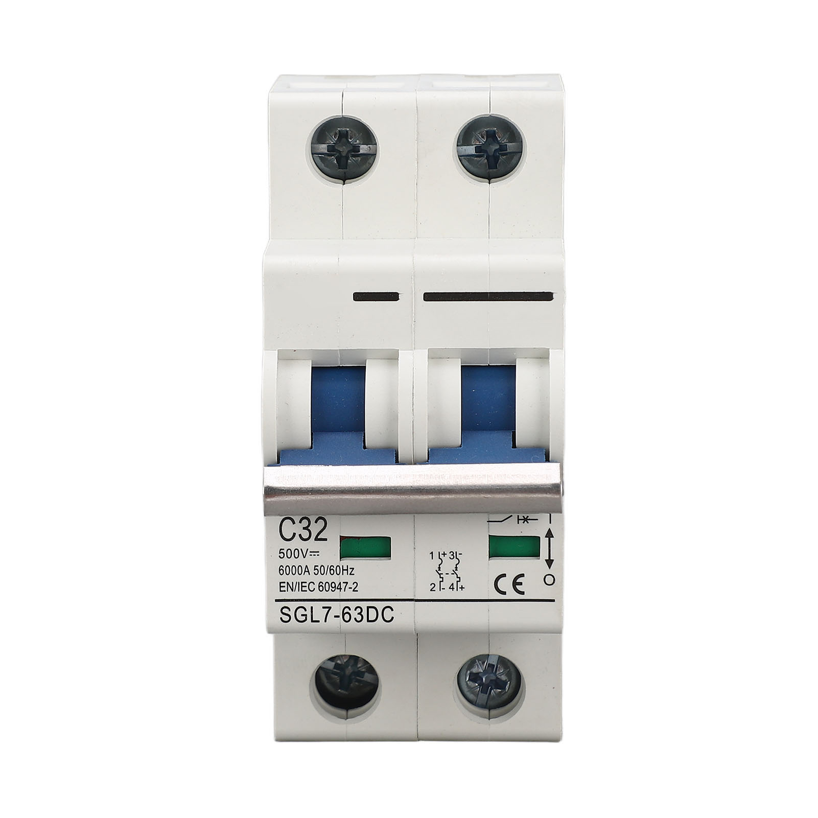 500-v-dc-2-poliger 32-a-leistungsschalter Mit Kurzschluss- Und Überlastschutz, 35-mm-din-schiene, Miniatur-photovoltaikschalter