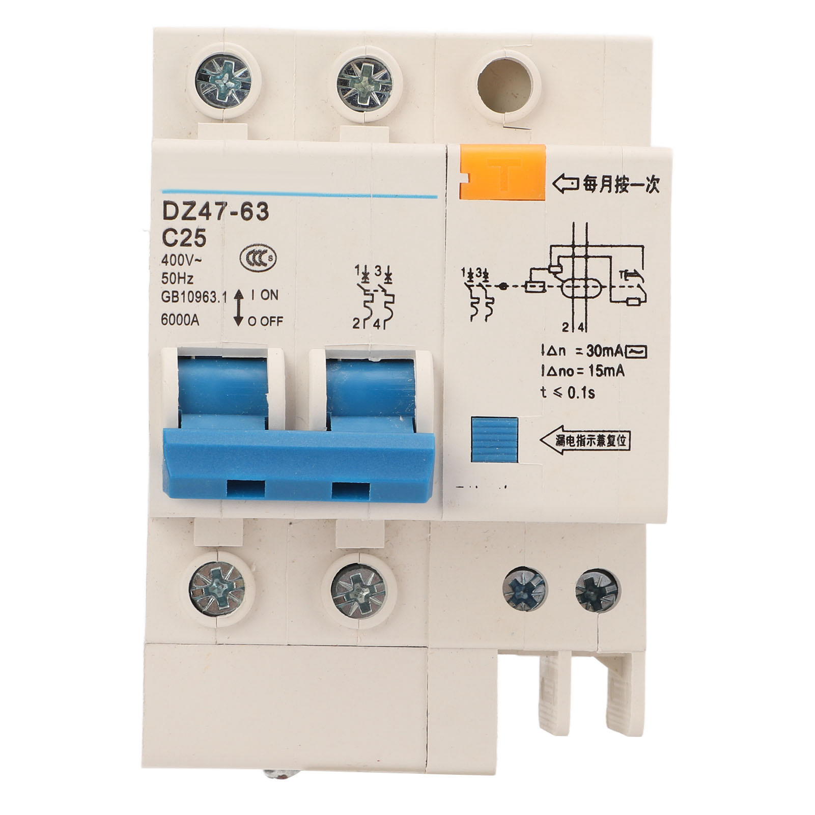 Modularer Leistungsschalter 2p 25a 400v 6000a, Gehäuse Pa66, Modulare Bauweise, 6 Ka Abschaltvermögen