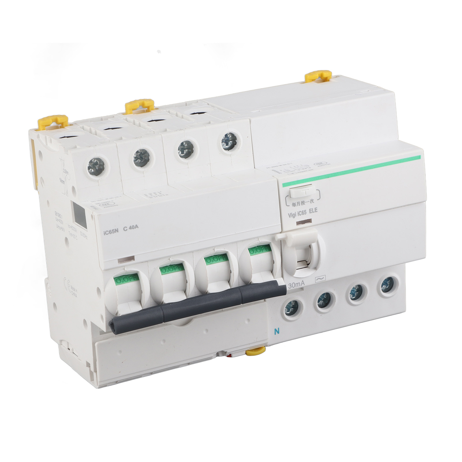 Modularer 4p+n 16a-leistungsschalter, Fehlerstromschutz, Flammhemmendes Gehäuse Aus Pa66, 400 V Ac, Mit Fehlerstromschutz-zubehör