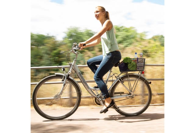 Relaxdays - Fahrradkorb für hinten, Metall, Schultaschenkorb hbt: 22x30x46 cm, Gepäckträgerkorb Fahrrad & E-Bike, schwarz