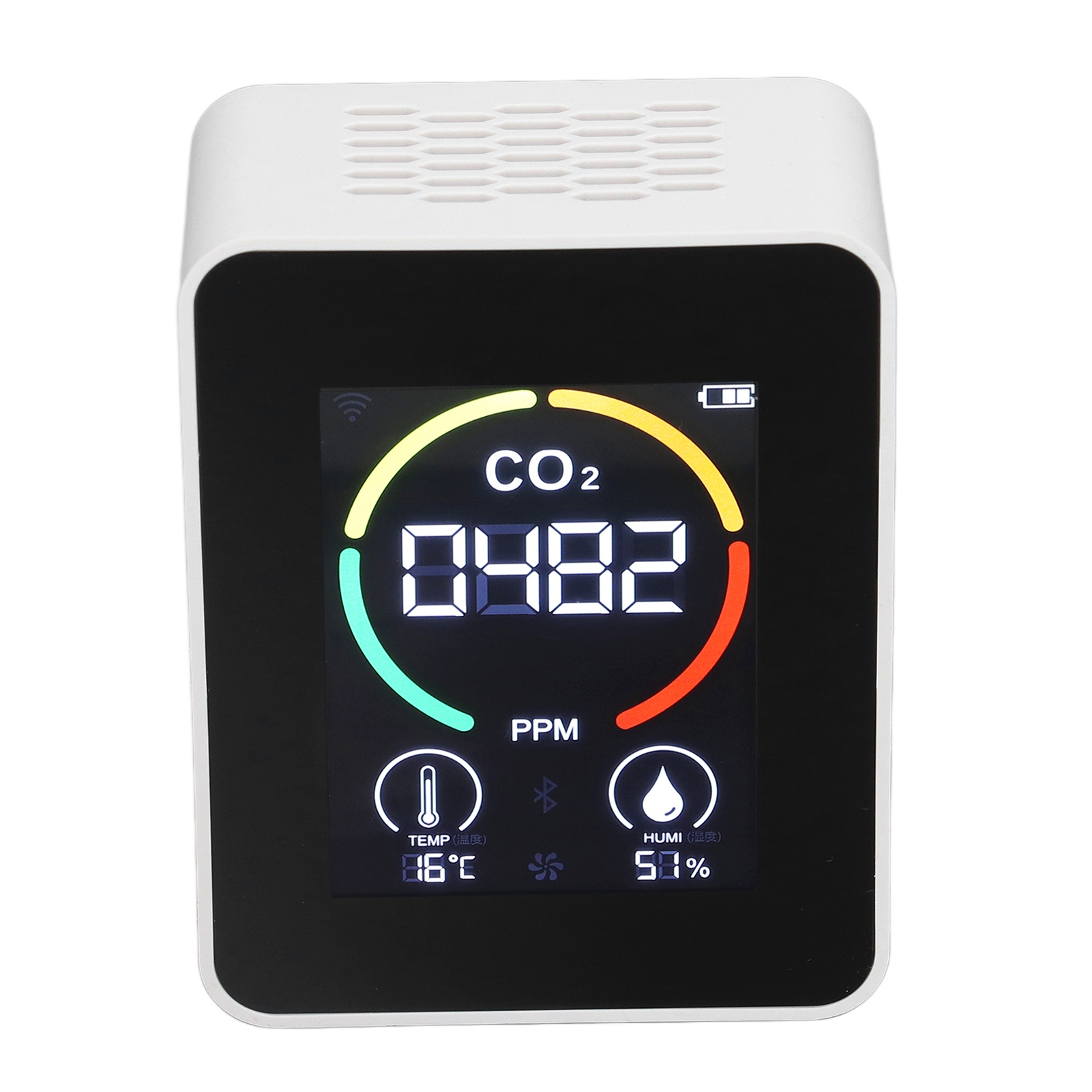 H8 Plus Znazgg01 Co₂-detektor, Luftqualitätsmonitor Mit Temperatur- Und Feuchtigkeitssensor, Weiß