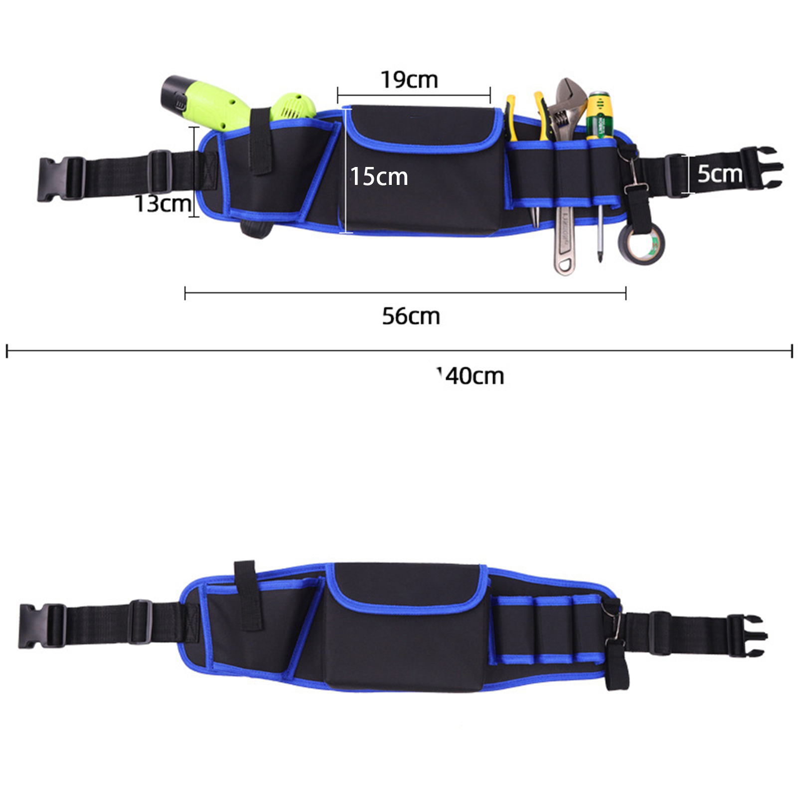 Tragbare, Multifunktionale Werkzeugtasche, Kleine Aufbewahrungstasche Aus Oxford-canvas Für Elektriker, Werkzeugorganizer Mit Gürtel, Blau, L107 56x8cm