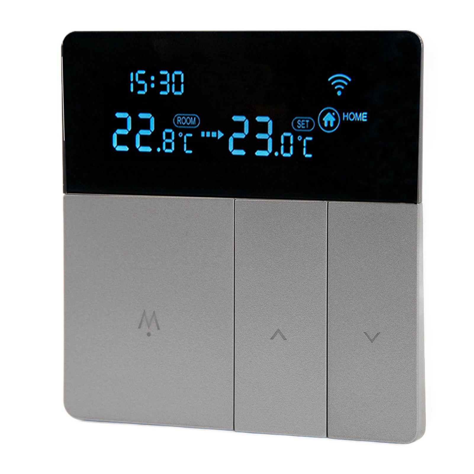 Grauer Digitaler Thermostat Mit Lcd-display, Programmierbar, Per App Steuerbar, 3 M Langes Sensorkabel, Ac 90–240 V, 16 A, Für Elektrische Heizung, Wlan