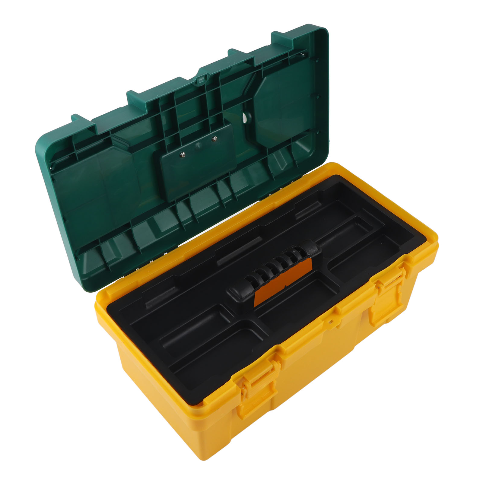 Tragbarer Kfz-werkzeugkasten Mit Herausnehmbarer Ablage, Aufbewahrungsbox Für Kleinteile, Gelb Und Grün, 19 Zoll (45 X 23 X 20 Cm)