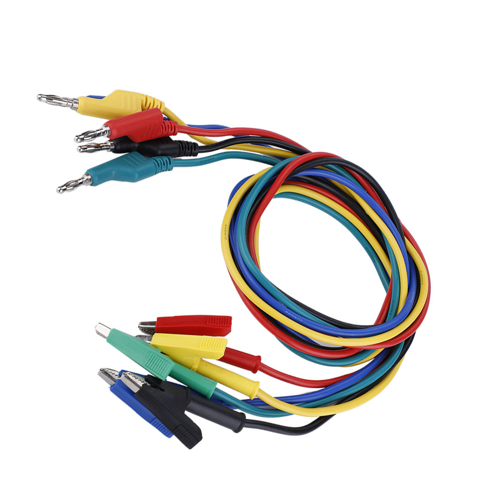 Packung Mit 5 P1037 Hochspannungs-messleitungen (1 M, 4 Mm Bananenstecker Auf Krokodilklemmen) Für Multimeter