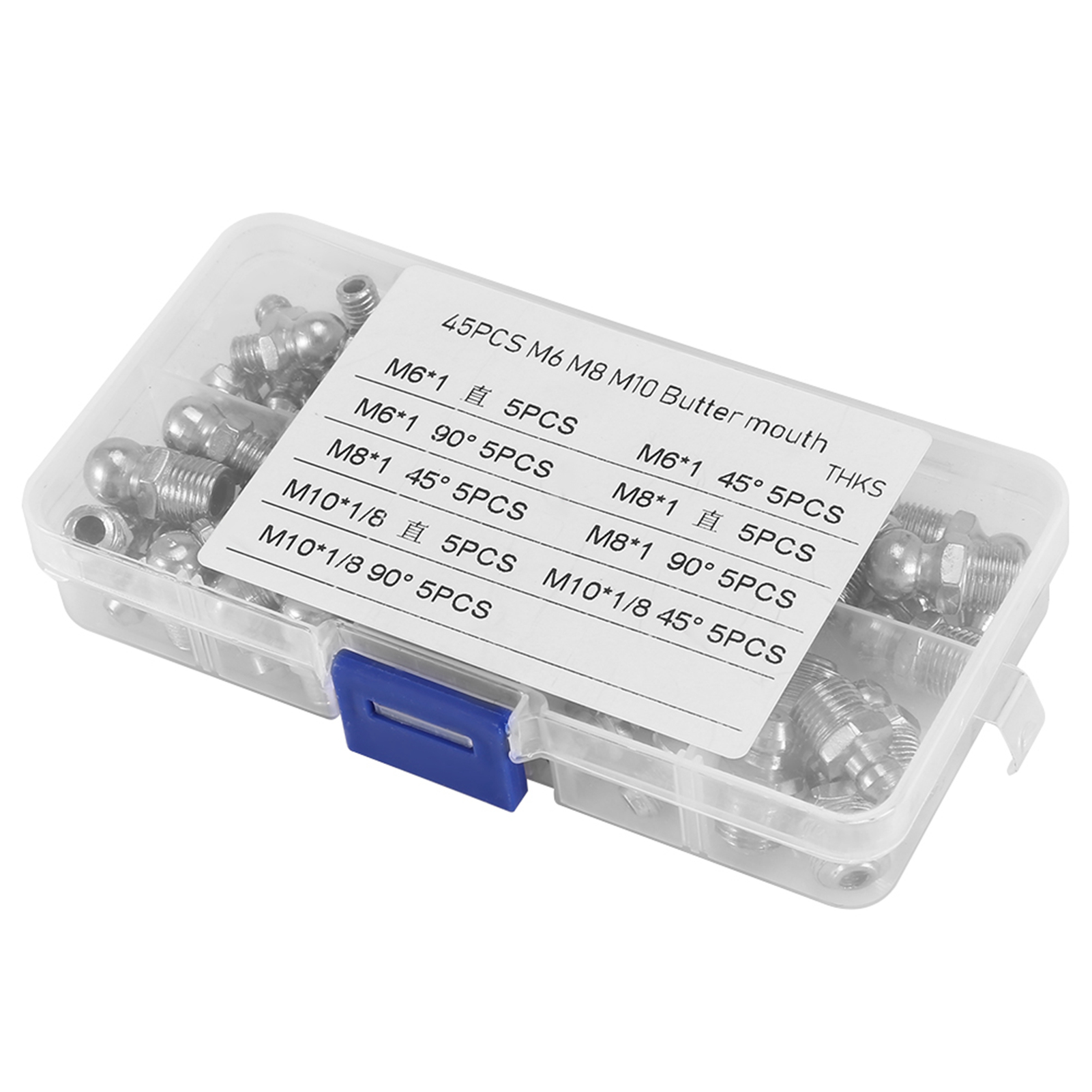 45-teiliges Set Zerk Messing-schmiernippel M6/m8/m10, Langlebige Metallnippel Zur Schmierung, Sortiment.