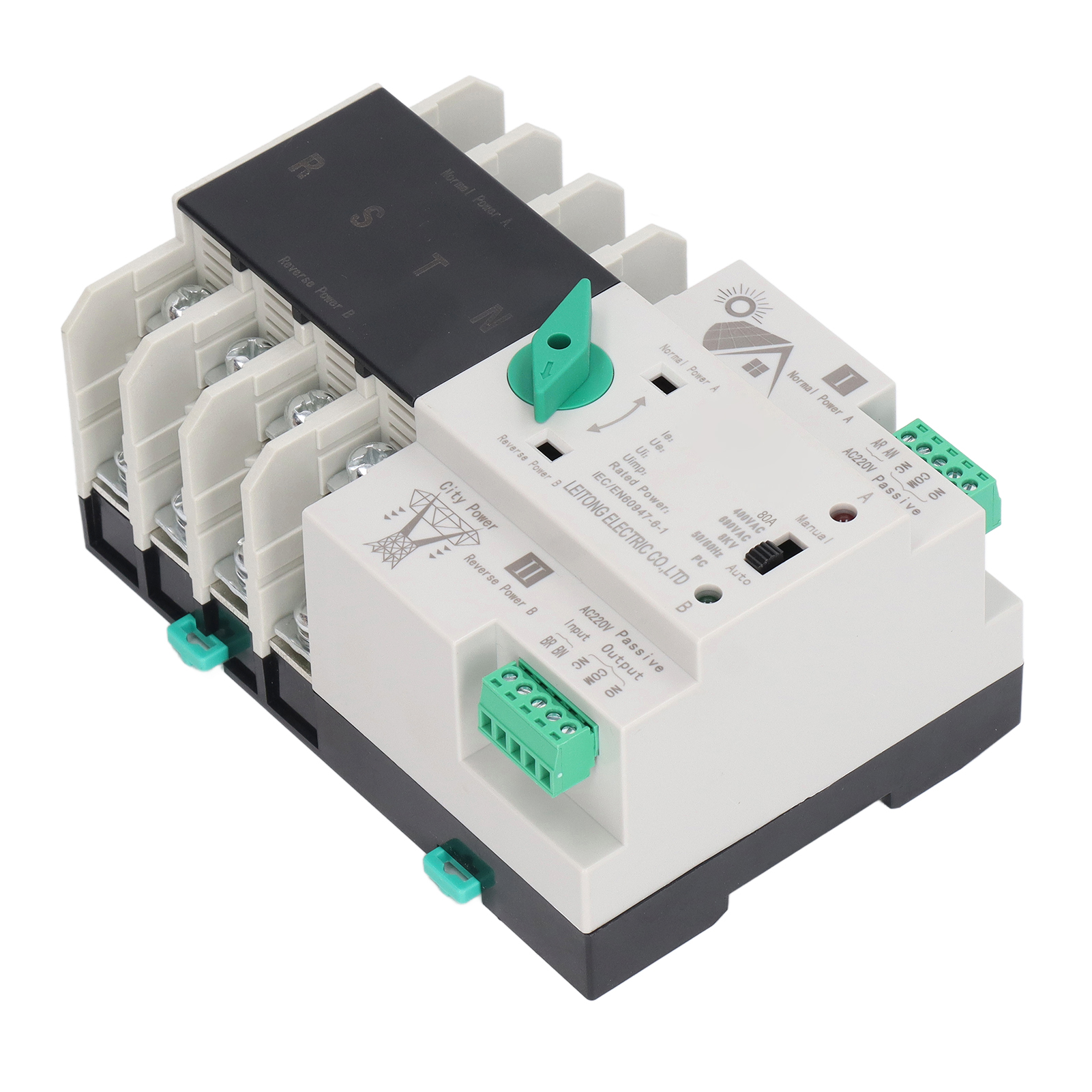 Automatischer 4-poliger Umschalter Mit Dualer Stromversorgung, Millisekunden-schnellumschaltung, Pv-controller, Netzwerk, Ac 220 V, 80 A