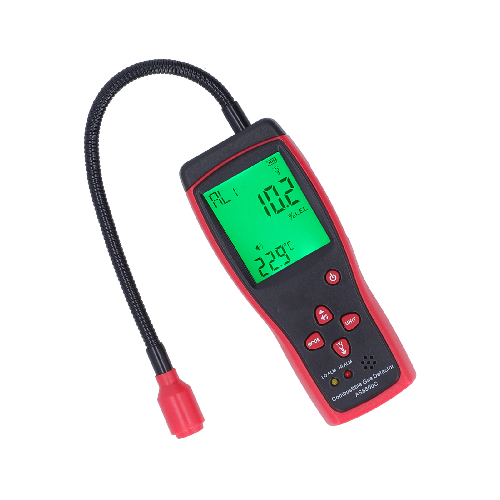 Detektor Für Brennbare Gase Mit Hintergrundbeleuchtetem Lcd-digitaldisplay, Flexibler Sonde, Messbereich 0–10000 Ppm