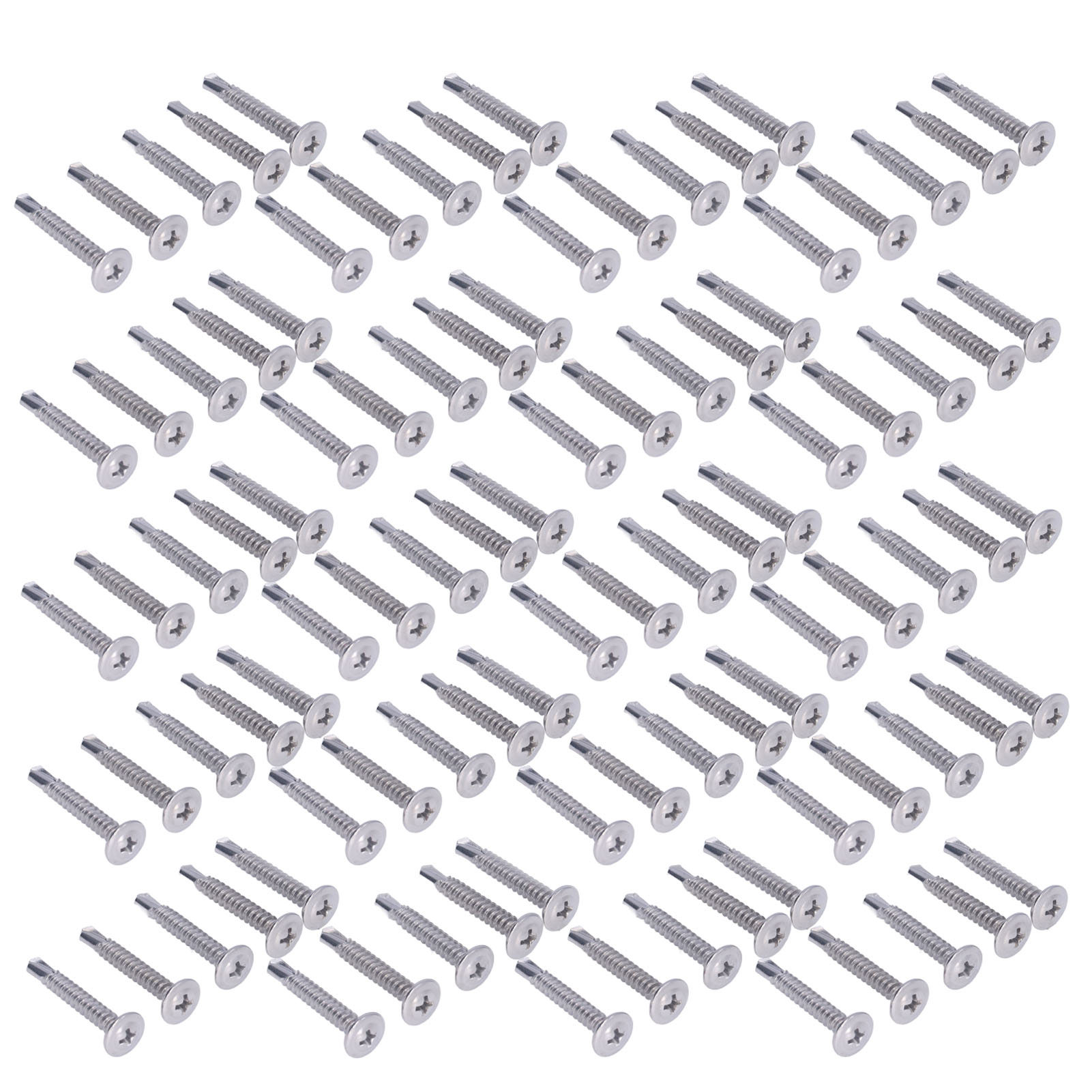 100 Selbstbohrende Holzschrauben Mit Senkkopf Und Integrierter Unterlegscheibe, Edelstahl 410, 4,8 X 32 Mm, Befestigungsschrauben, 100er-packung