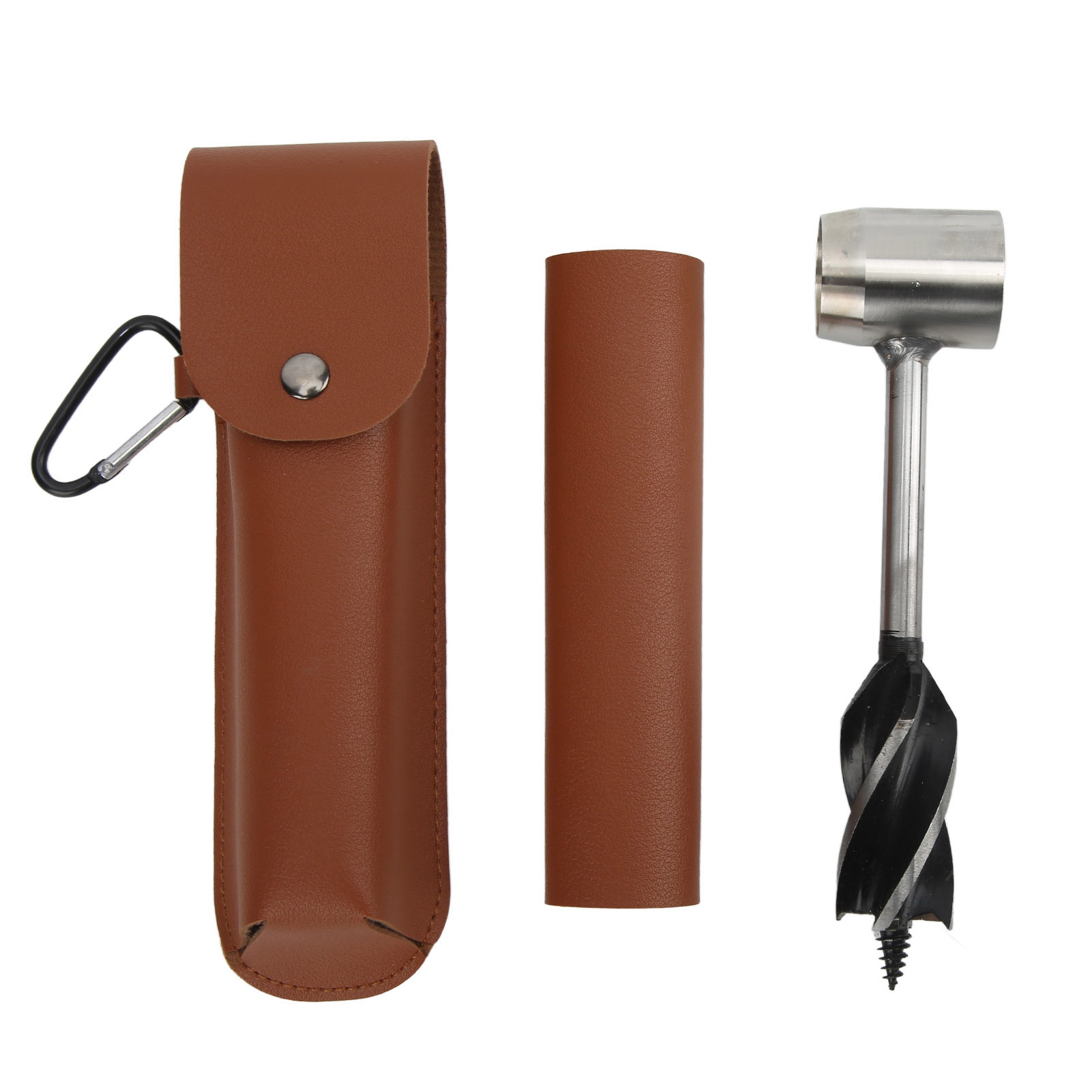 Set Mit 4 Manuellen Holzbohrern Aus Edelstahl, Tragbarer Multifunktions-schraubendreher Mit Brauner Aufbewahrungstasche Und Etui Aus Pu-leder