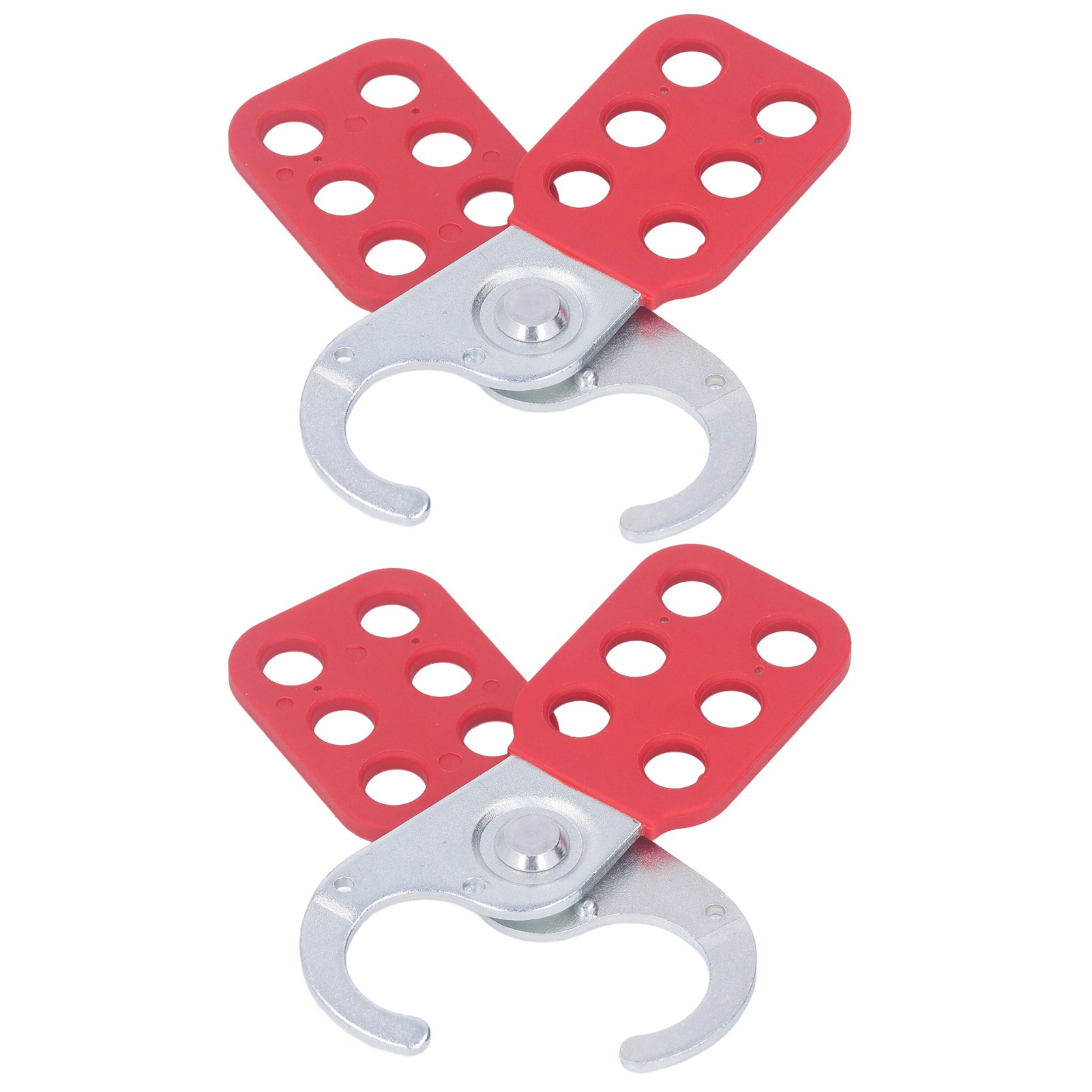Set Mit 2 Haspens Sicherheits-vorhängeschlössern, 6 Löcher, 25 Mm Durchmesser, Mattierte Oberfläche, Zum Schutz