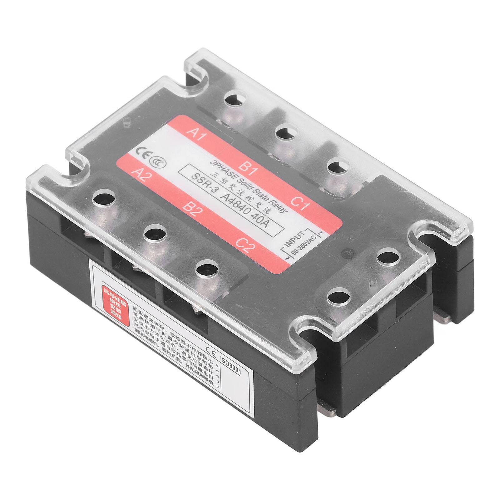 40-a-drehstrom-halbleiterrelais, Led-anzeige, Transparente Abdeckung, Ac-ac-ssr, 90–250 V Eingang, 24–480 V Ausgang