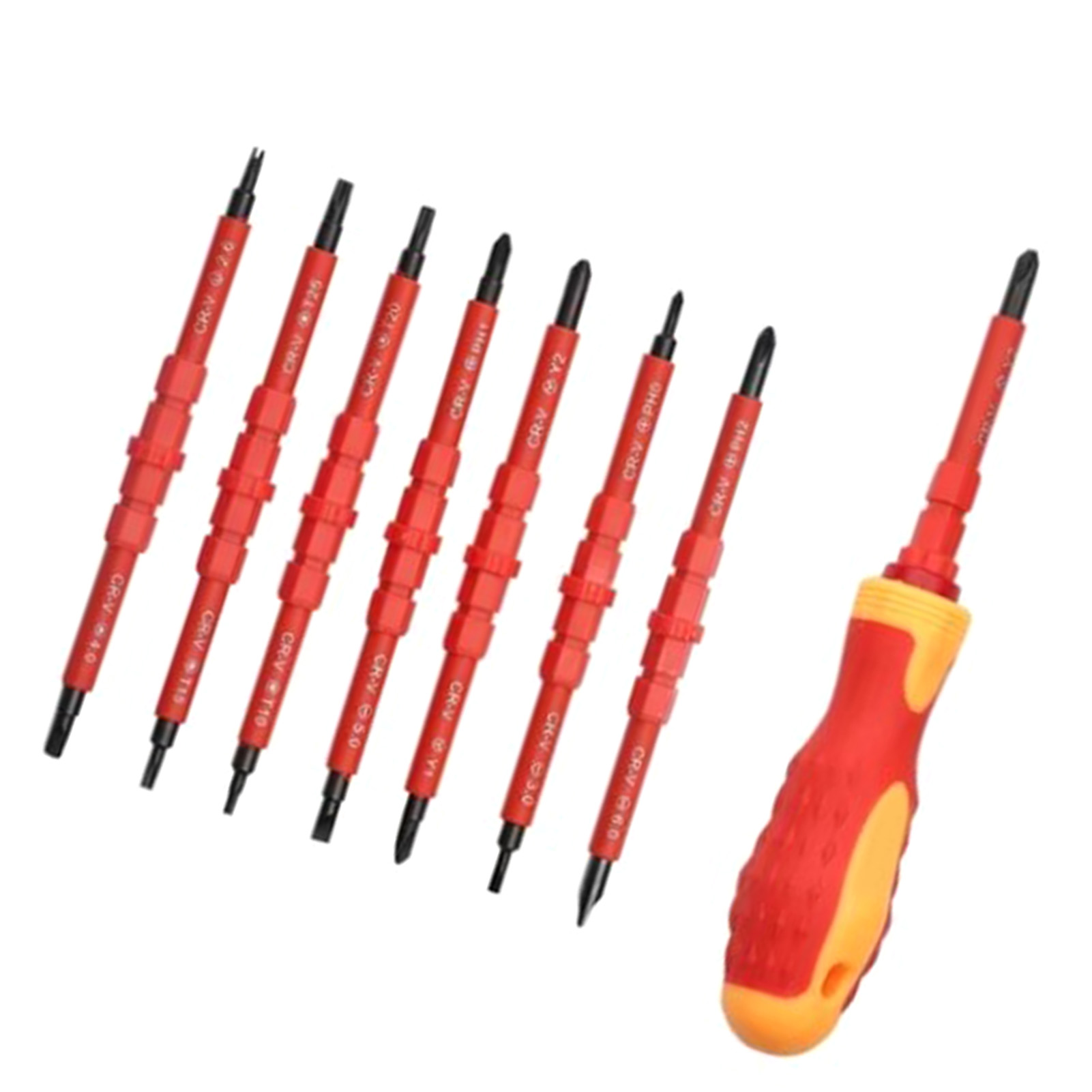 Vde-isoliertes Schraubendreher-set Aus Chrom-vanadium-stahl, Abs-griff, Austauschbare Klingen Für Elektriker