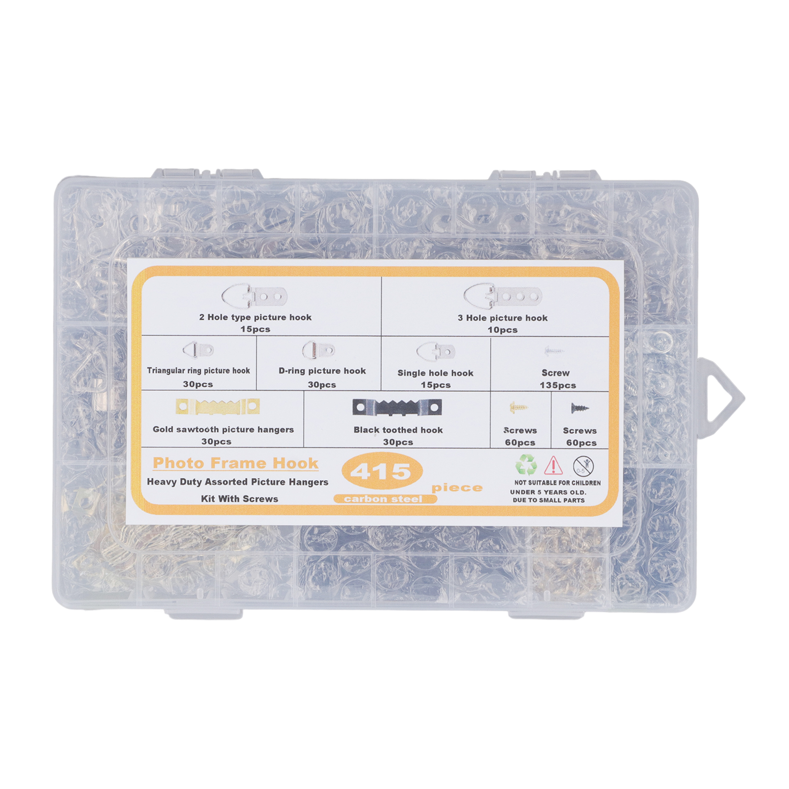 Hochwertiges Bilderaufhänge-set, Wandhaken Mit Schrauben, Transparente Box, 7 Verschiedene Designs