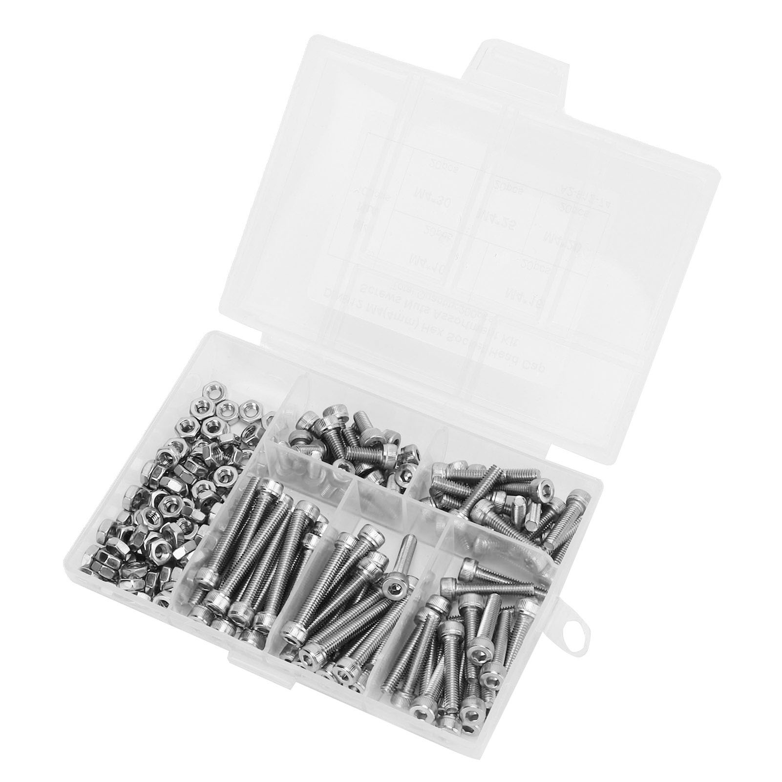 200-teiliges Set M4-innensechskantschrauben Und -muttern Aus Edelstahl 304, Komplettes Sortiment