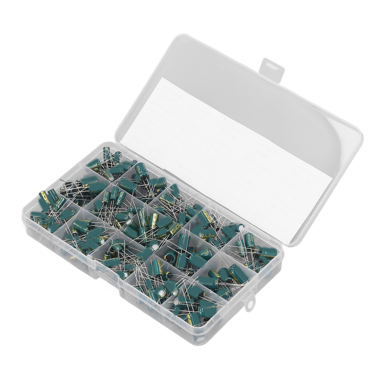 Satz Mit 225 Stück, 15 Werte, Axiale Aluminium-elektrolytkondensatoren, 16-50v, 1-470µf