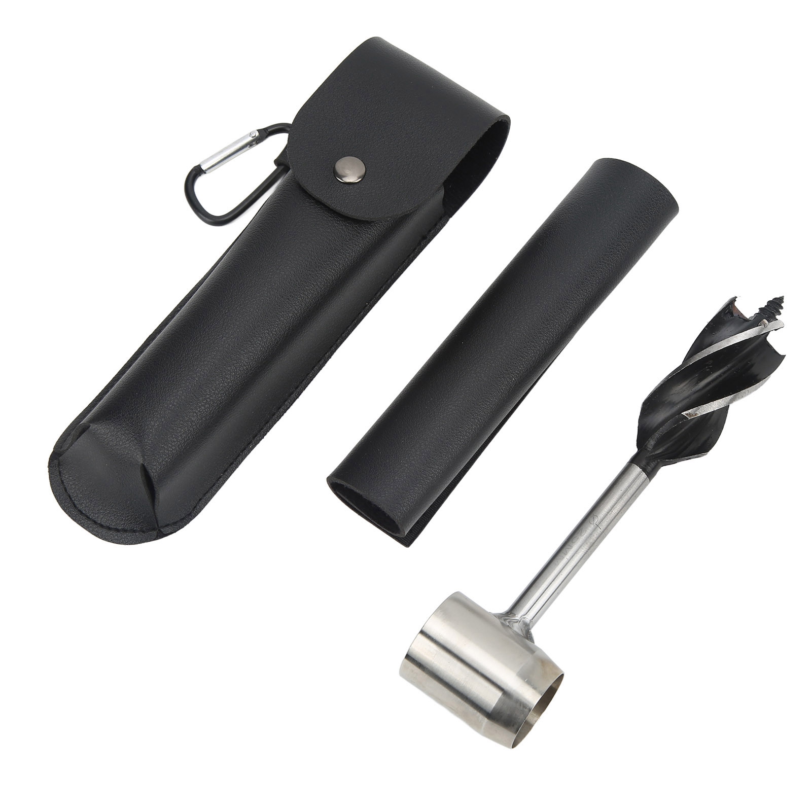 Multifunktionaler Manueller Holzbohrer Aus Edelstahl, Handschlüssel Mit Schwarzer Aufbewahrungstasche Und Etui Aus Pu-leder, Tragbares Set