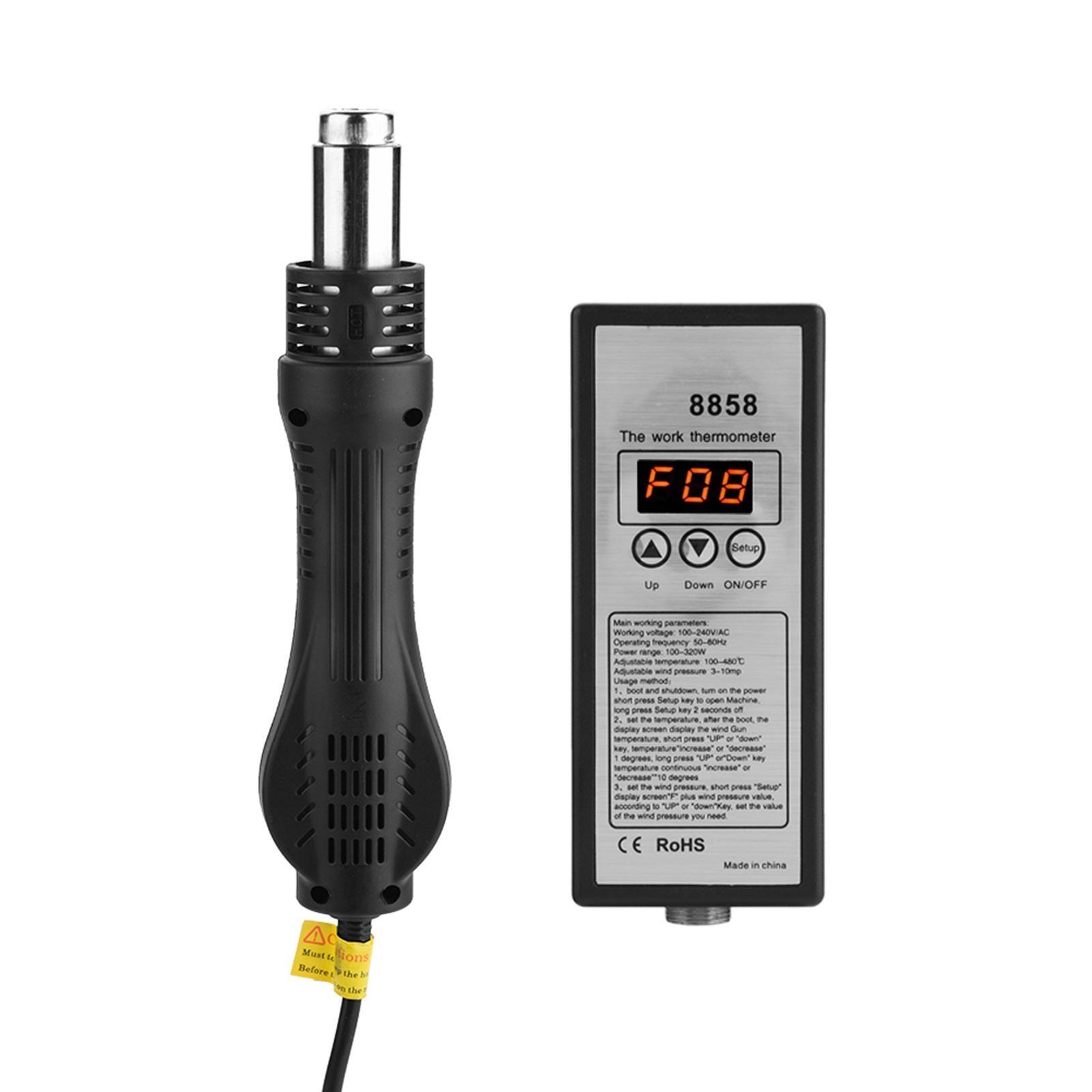 8858 Led Smart Heißluftpistole, Heißluft-entlötstation Mit 3 Düsen, 220v Eu-stecker