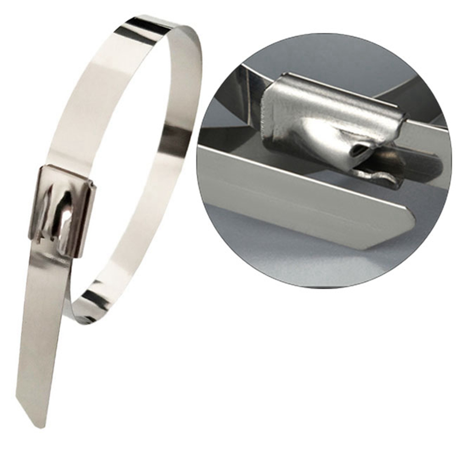 100 Kabelbinder Aus Edelstahl, Robuste, Selbstsichernde Metallklemmen Zum Befestigen Und Festziehen