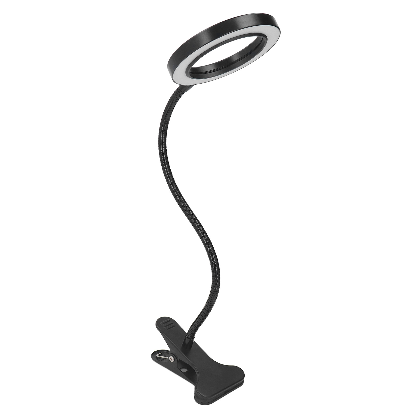 Led-klemmleuchte Für Den Schreibtisch, 3-farbiges Ringlicht Mit 10 Helligkeitsstufen, Flexibler Hals, Usb-stromversorgung, Fernbedienung