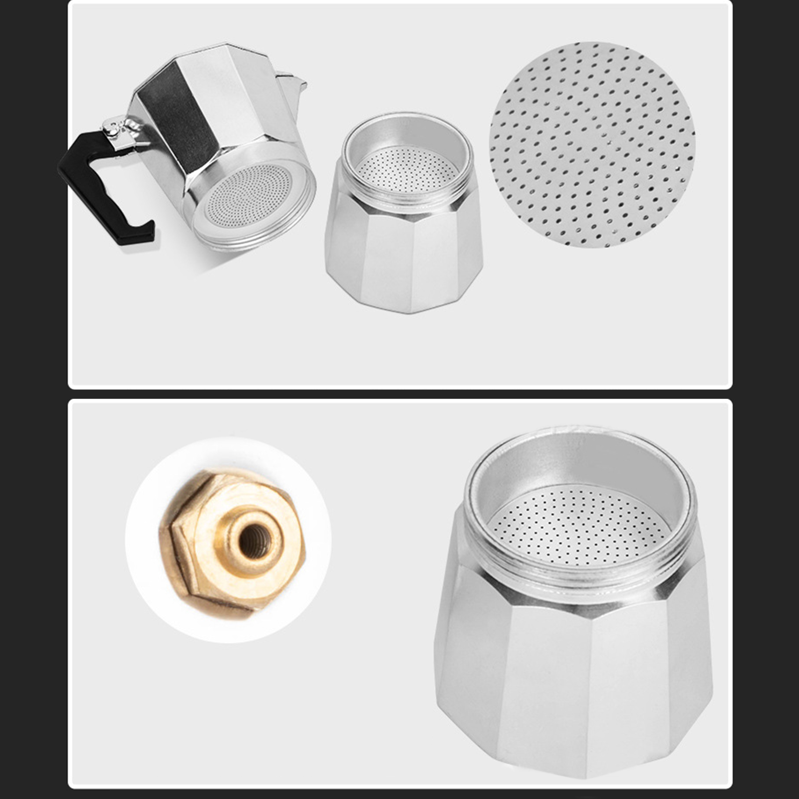 Italienische Espressokanne, 9 Tassen, 450 Ml, Aluminium, Europäisches Design, Achteckig, Für Den Herd