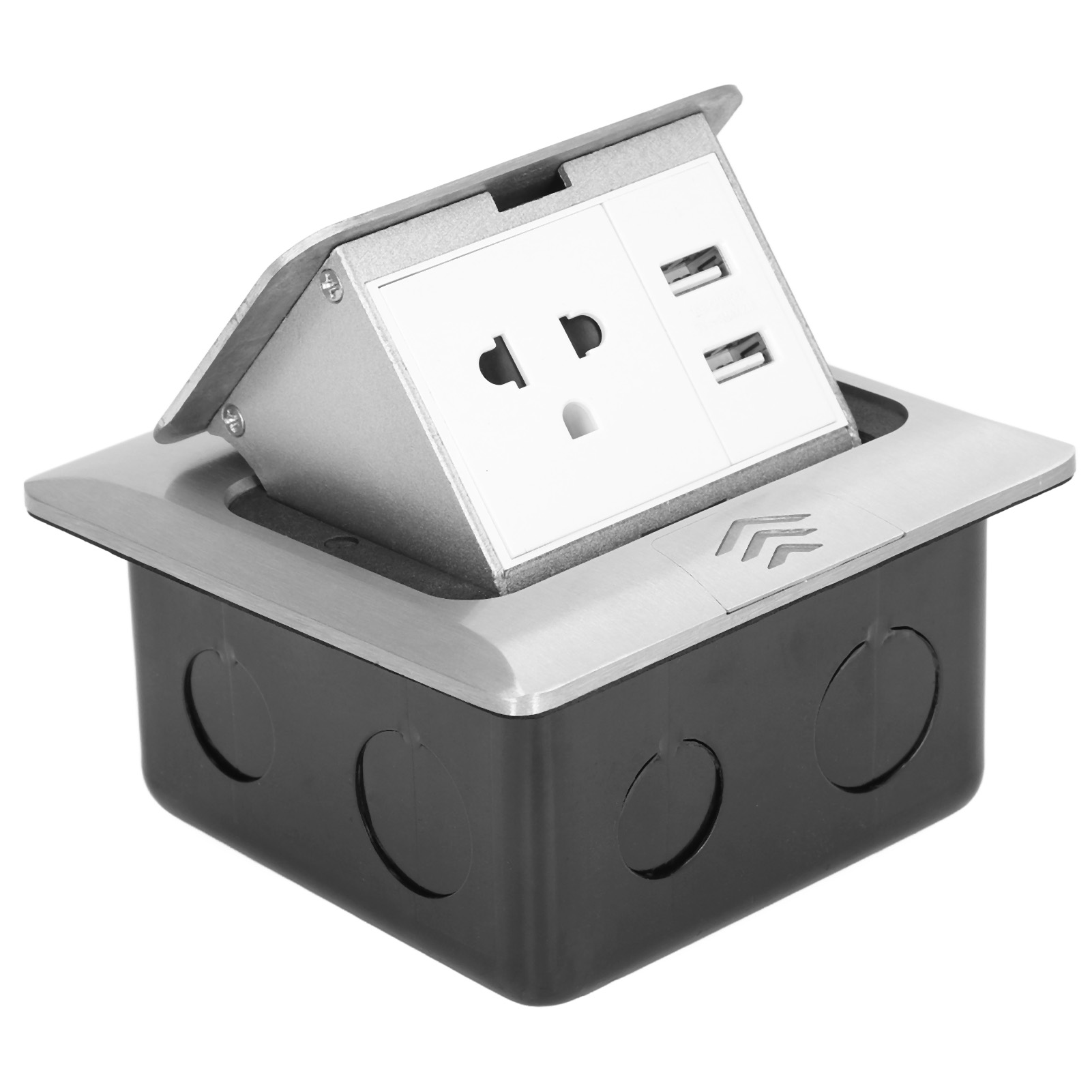 Versenkbare Bodensteckdose Mit Zwei Usb-anschlüssen, Schnellverschluss-sockel Für Den Bürogebrauch, Us-standard, 250 V