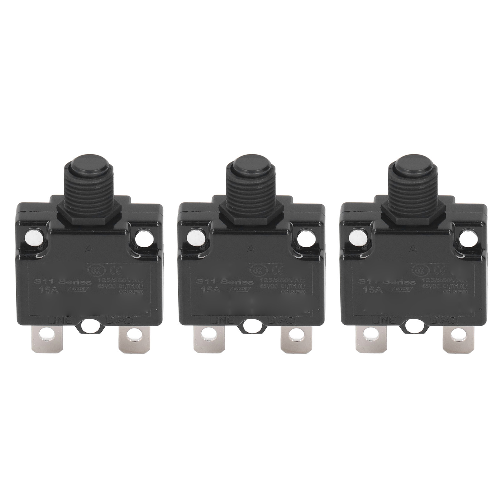 Packung Mit 10 Automatischen, Rückstellbaren 15-a-sicherungen, Thermischer Abschaltung, Überlastschutz, Wasserdicht, 125/250 V Ac / 65 V Dc