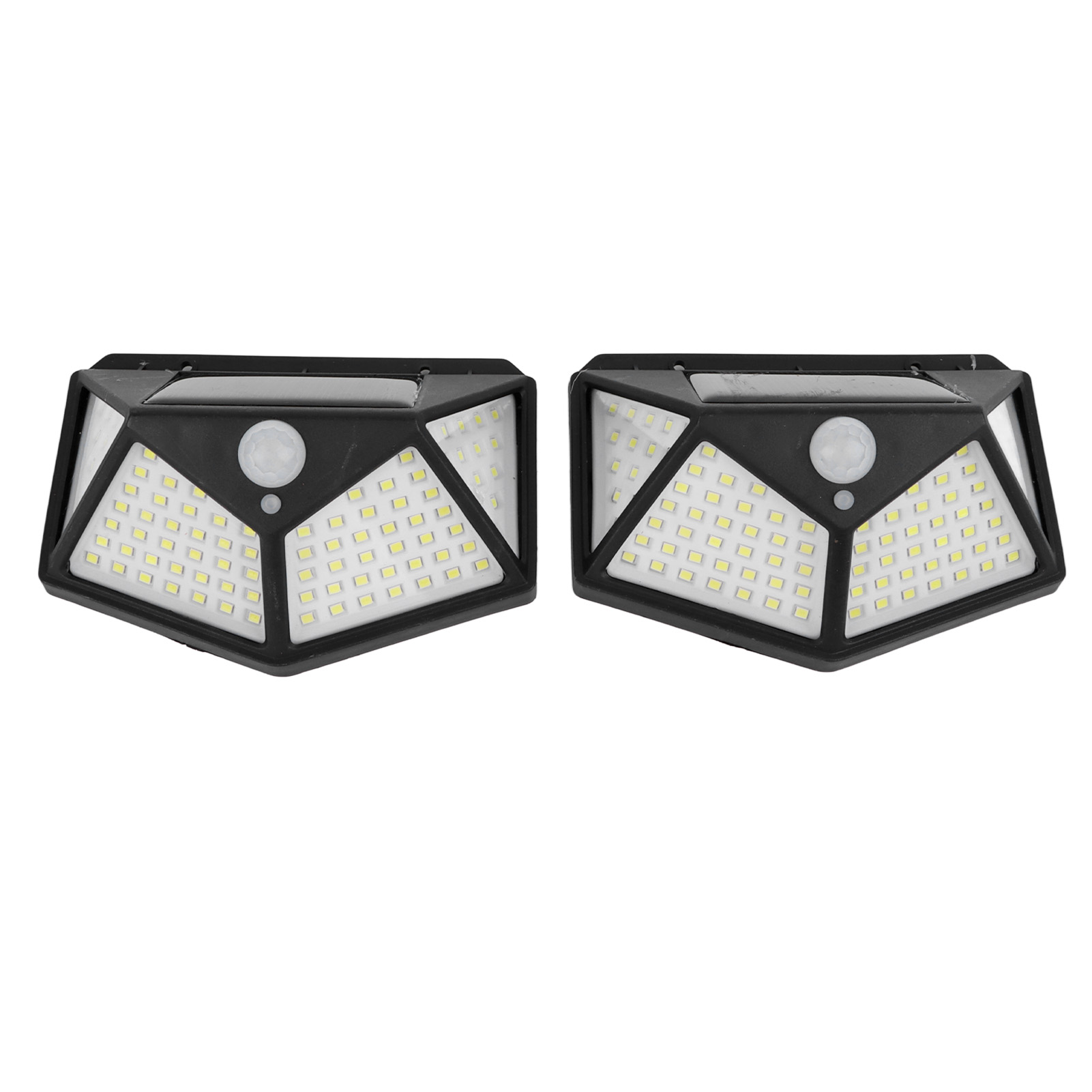 Set Mit 2 Solar-bewegungsmelderleuchten, 4 Seiten, 100 Leds, Helles Licht, Wasserdicht Für Die Außenwandmontage