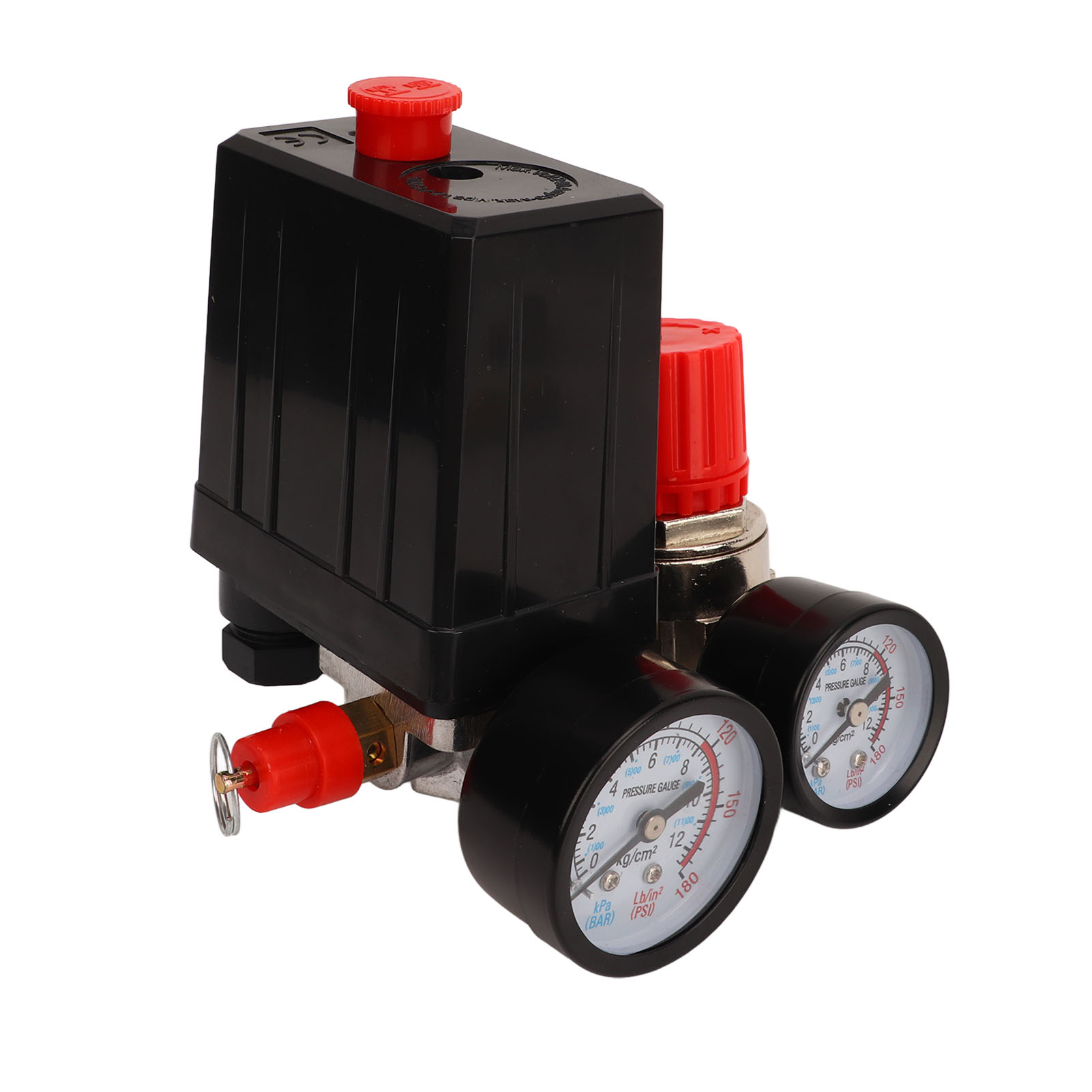 4-wege-druckschalterventil Für Luftkompressor Mit Automatischer Steuerung 0-180 Psi Und Manometer