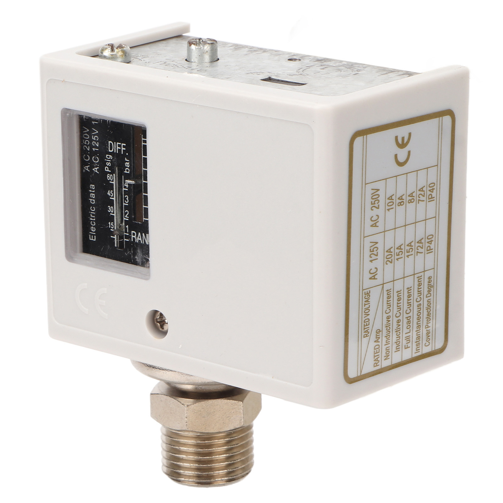 Druckschalter Für Luftkompressor, Messingkern, Feingewinde, Wasserpumpe, Boiler, Kaltwäscher, Ac 125 V/250 V, G1/2-anschluss