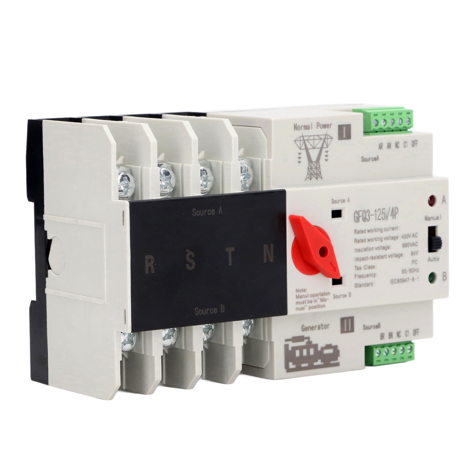 Automatischer Umschalter Ats 4p Ac400v 80a, Wechselrichter Mit Zeitschaltuhr, 50/60hz