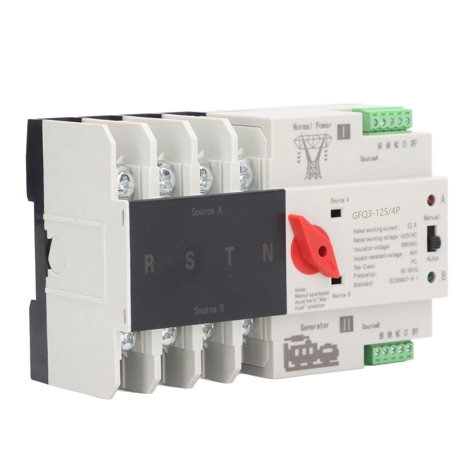 Automatischer Umschalter 4p Dual-netzteil 63a 400v Ac Schnellumschaltung Pc Für Heim- Und Industrieanwendungen