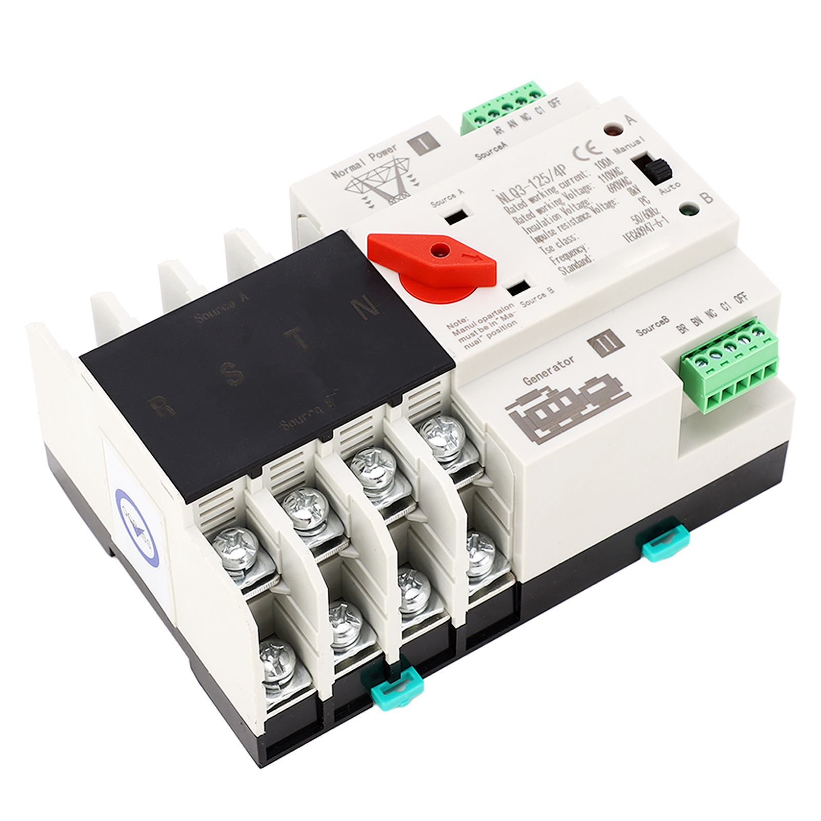 Automatischer Zweiphasiger 4p Din-schienen-umschalter Für Generator/wechselrichter 100a Ac110v