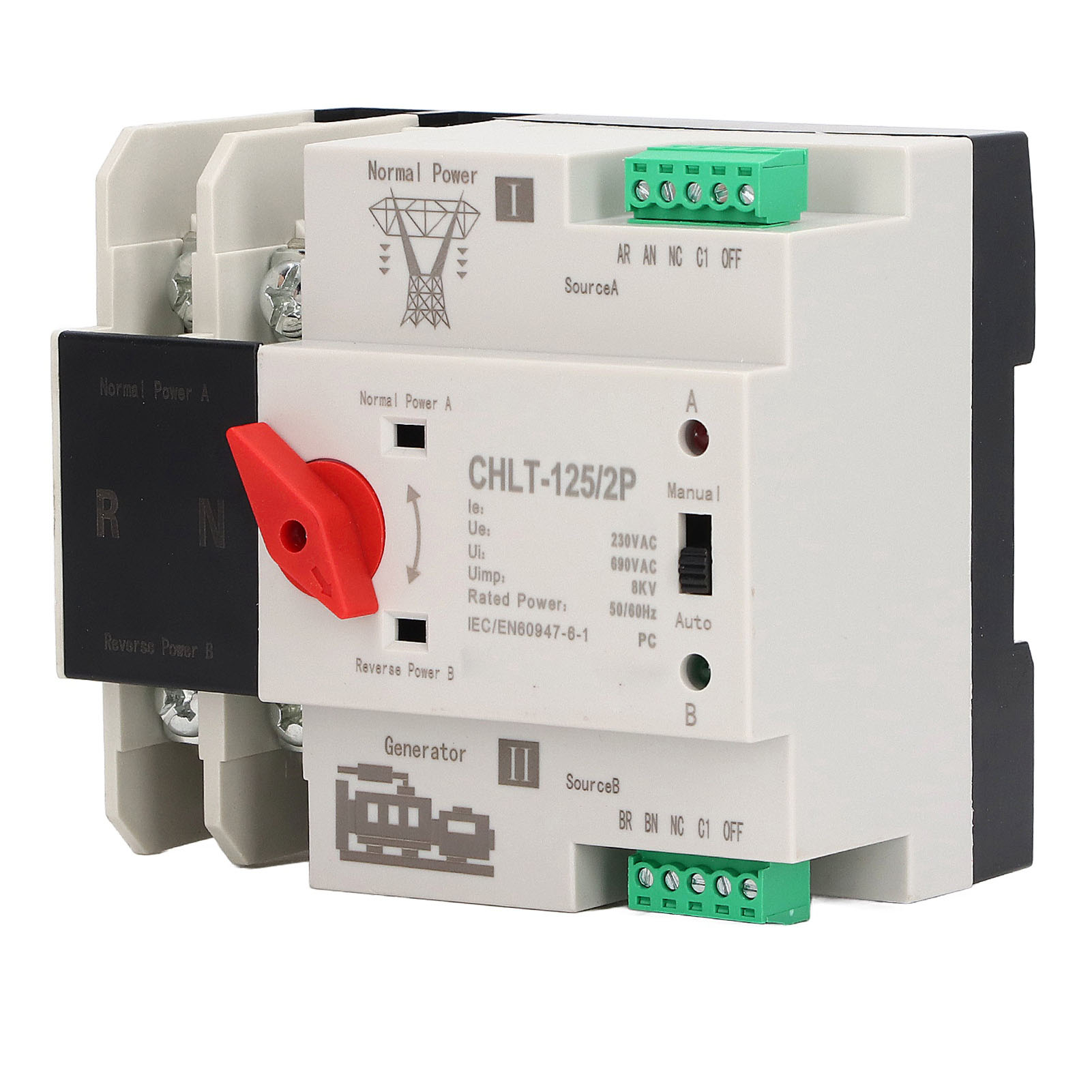 80a Ac230v Feuerfester Zweiphasiger Automatischer Umschalter Für Einkaufszentren