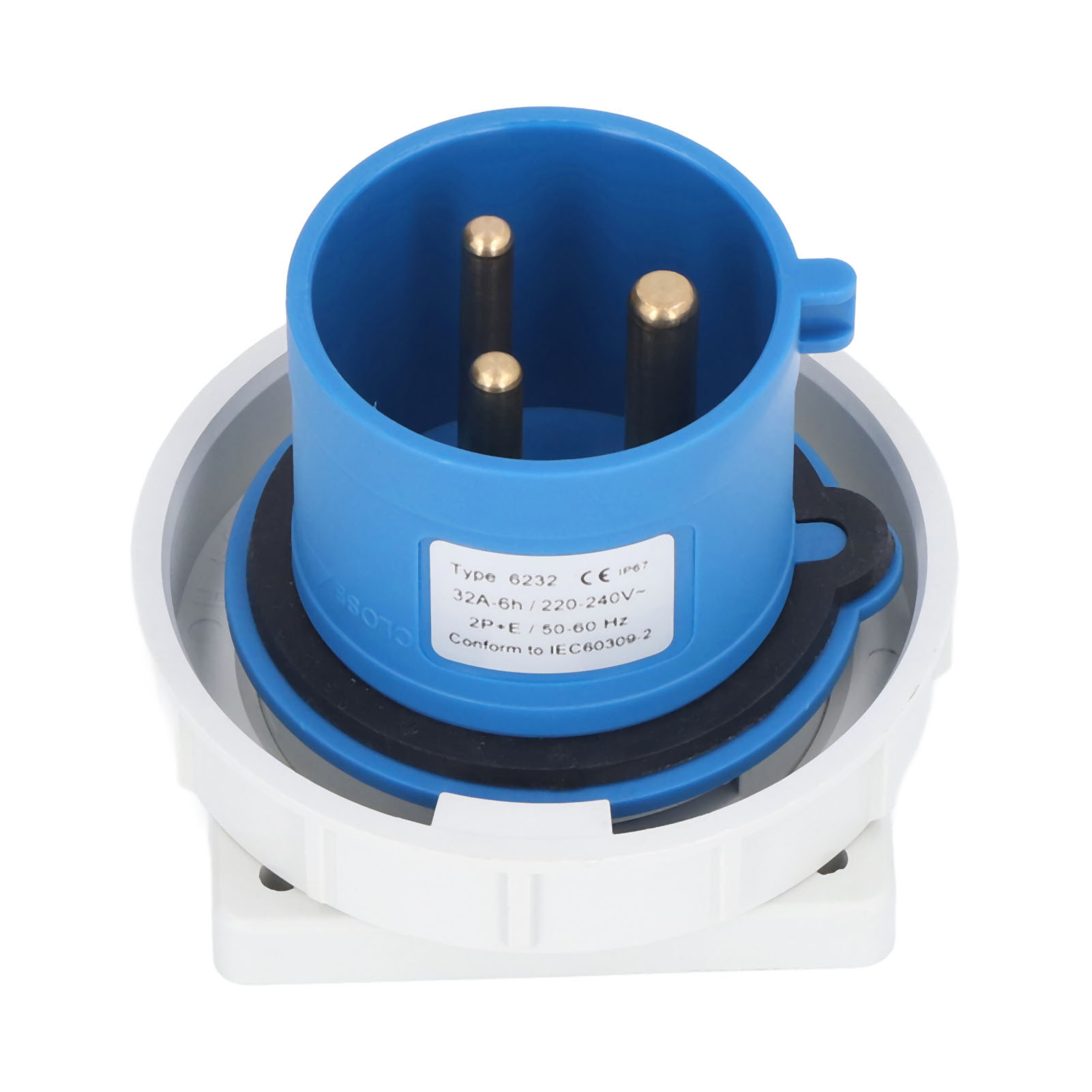 Ip67 Wasserdichter Industriestecker, 32 A 220–240 V 2p+e, Messingkontakt, Flugzeugstecker (männlich), Robustes Gehäuse Für Den Professionellen Einsatz