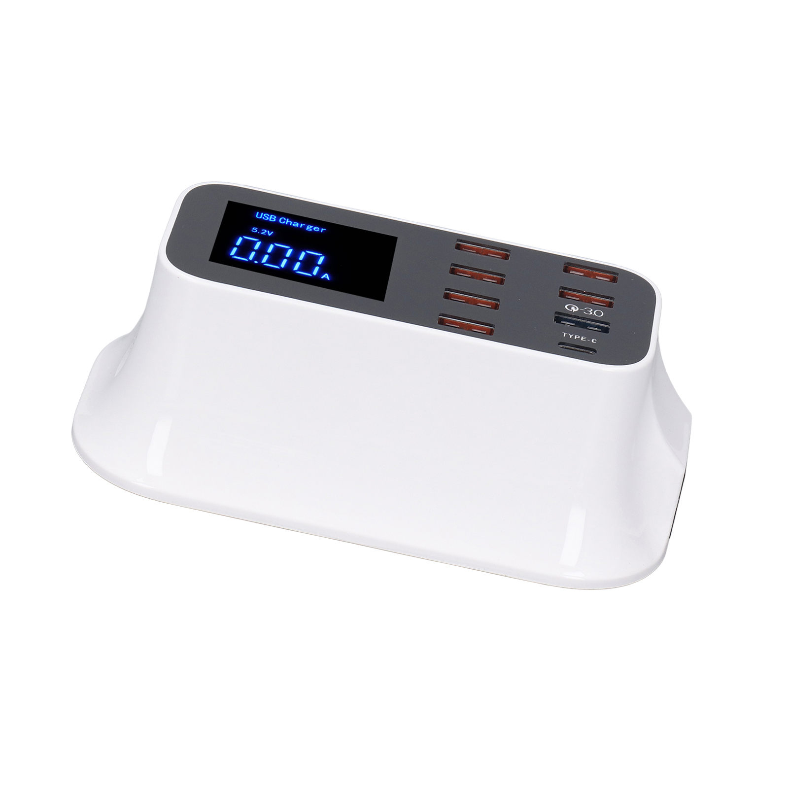 40-w-usb-ladegerät Mit Led-digitalanzeige, Mehrfach Geschütztem Netzteil, 8 Usb-anschlüssen, Lcd-bildschirm, Wechselstrom 100–240 V, Eu-stecker