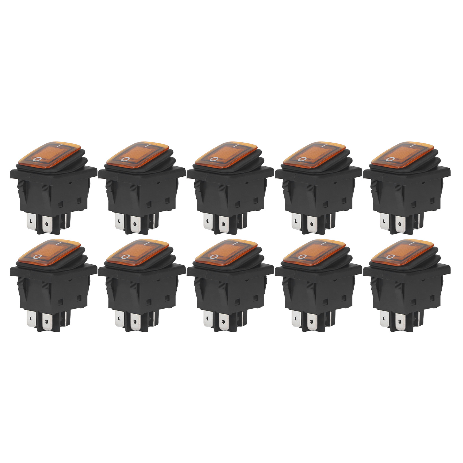 2-positionen-ein/aus-wippschalter, 30 A, 125 V/250 V Wechselstrom, 4 Pins, Mit Orangefarbener Led-anzeige, 10er-packung, Für Boote