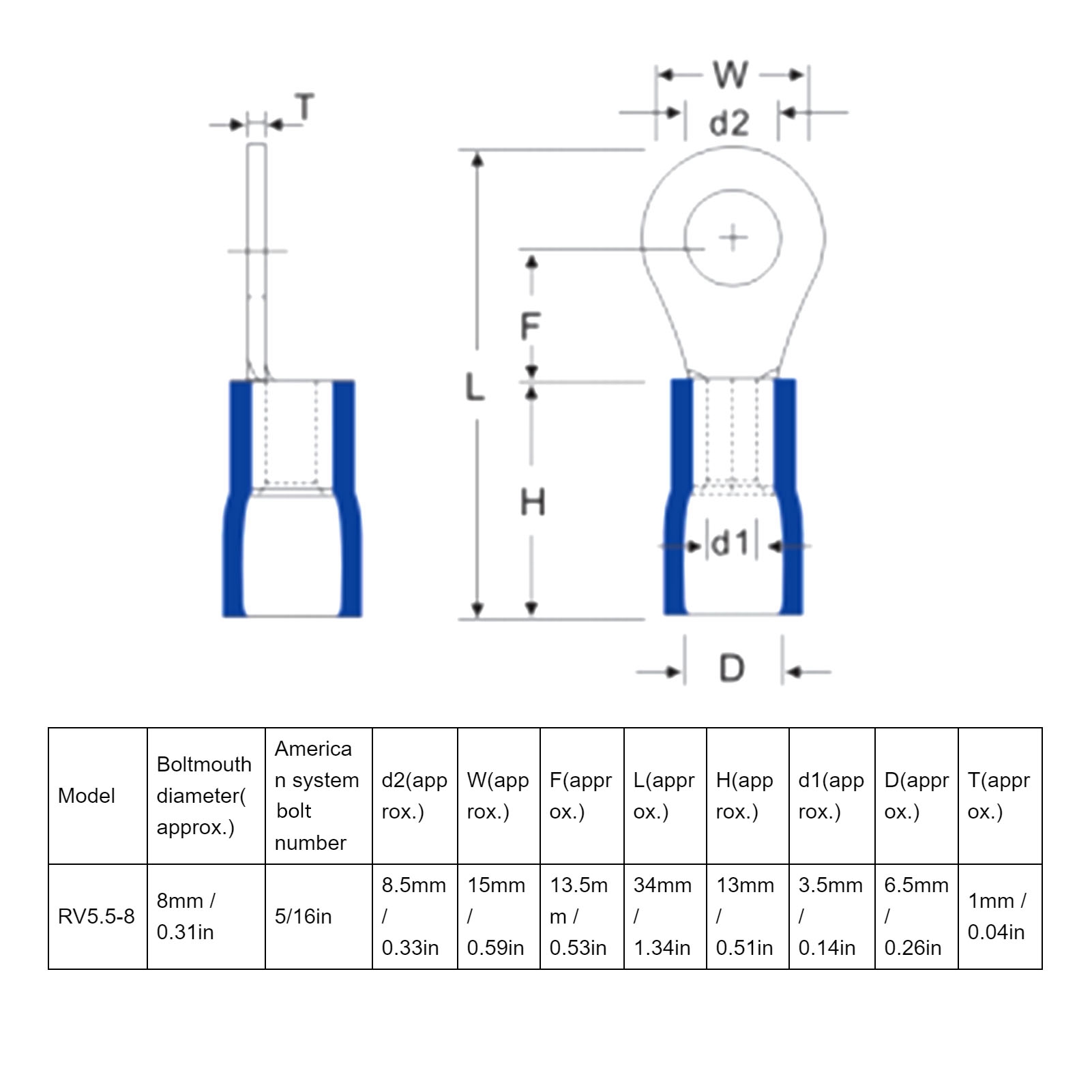 Packung Mit 100 Isolierten Ringkabelschuhen, Crimp-kupfer-elektroverbinder Awg12-10 Rv5.5-8