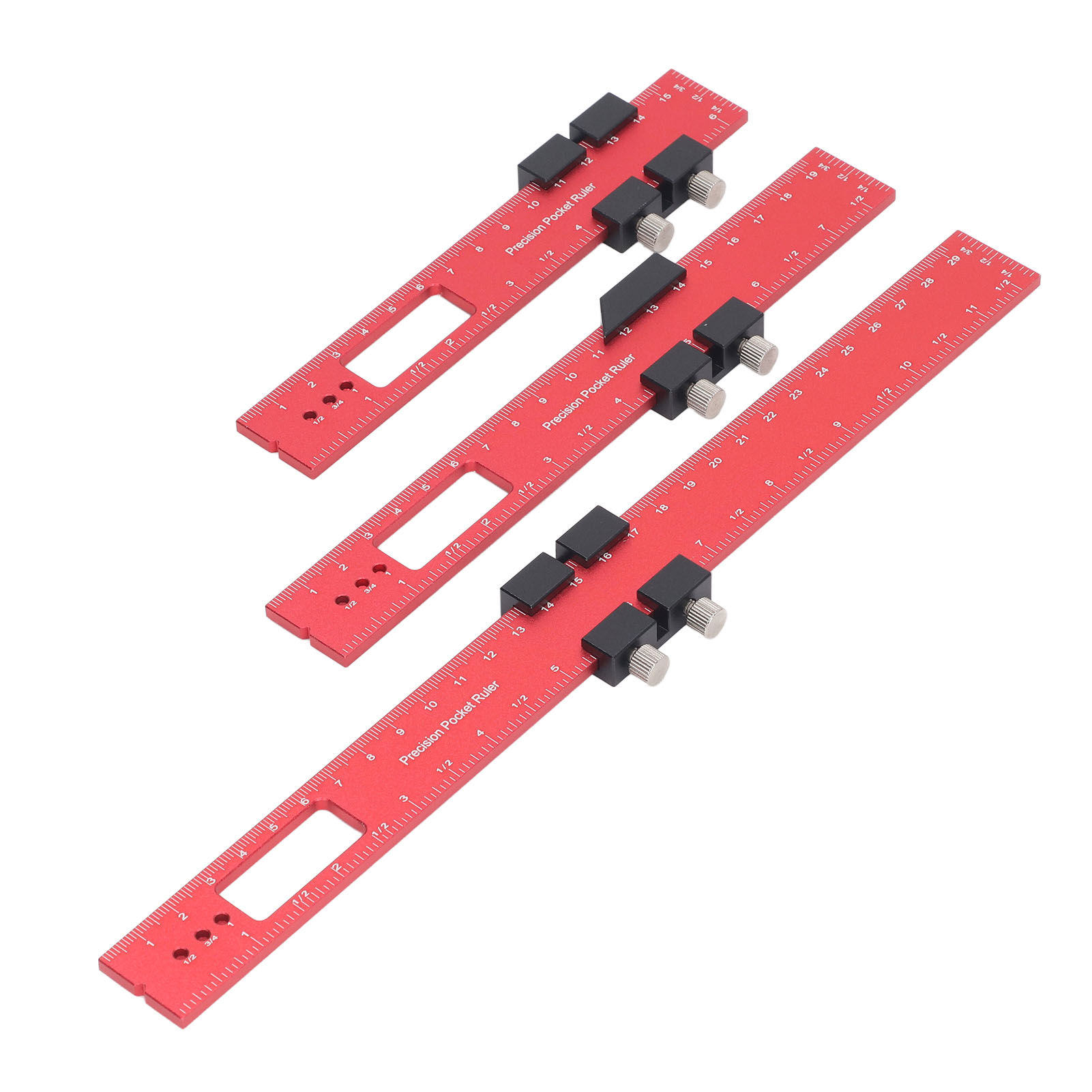 Zimmermanns-anschlaglineal Mit Anschlag, Positionsmarkierung, Rotes Holz, 16/20/30 Cm
