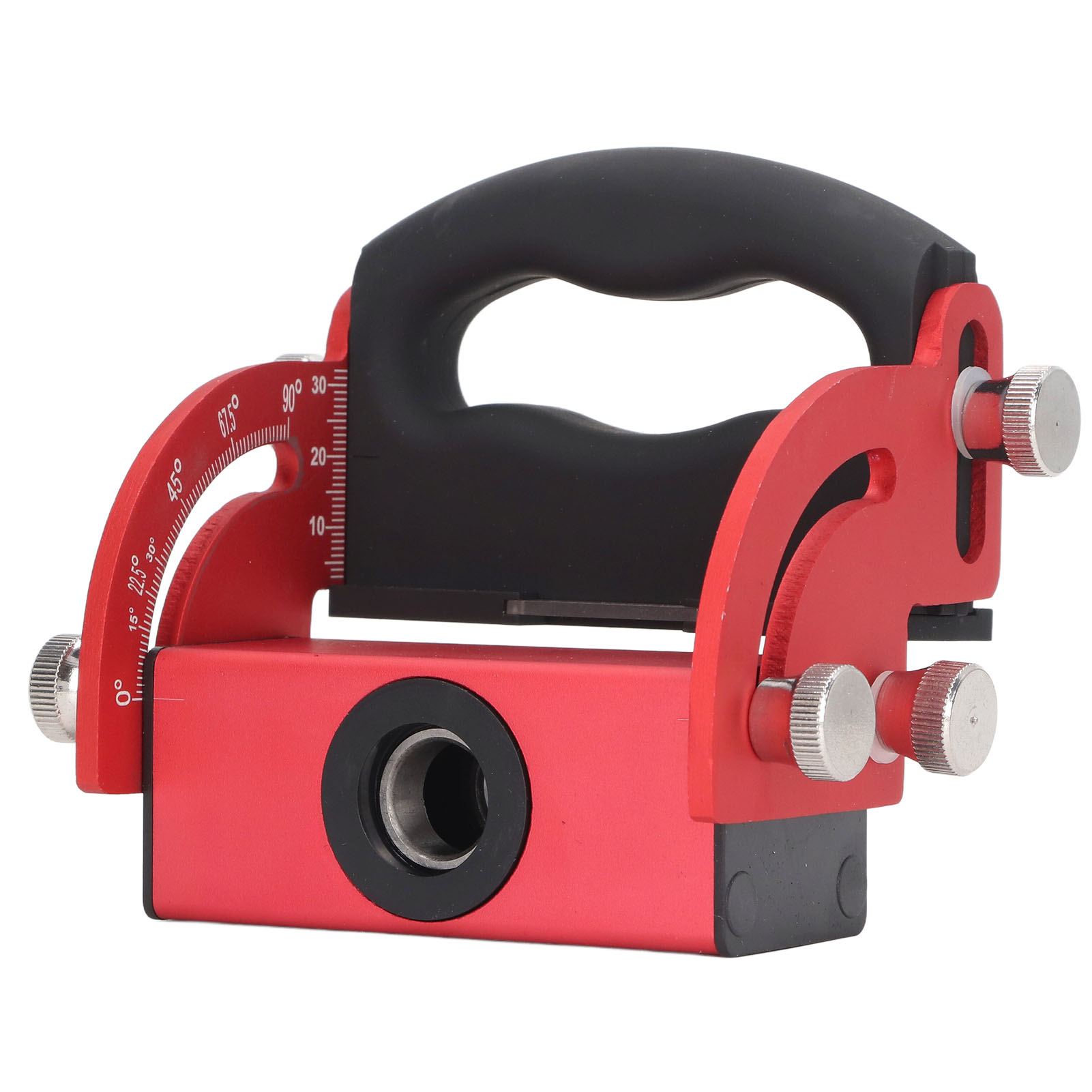 Set Mit 2 Verstellbaren Bohrschablonen Aus Aluminiumlegierung (0–90°) Mit Transparenter Skala Für Schräge Bohrungen, Rot