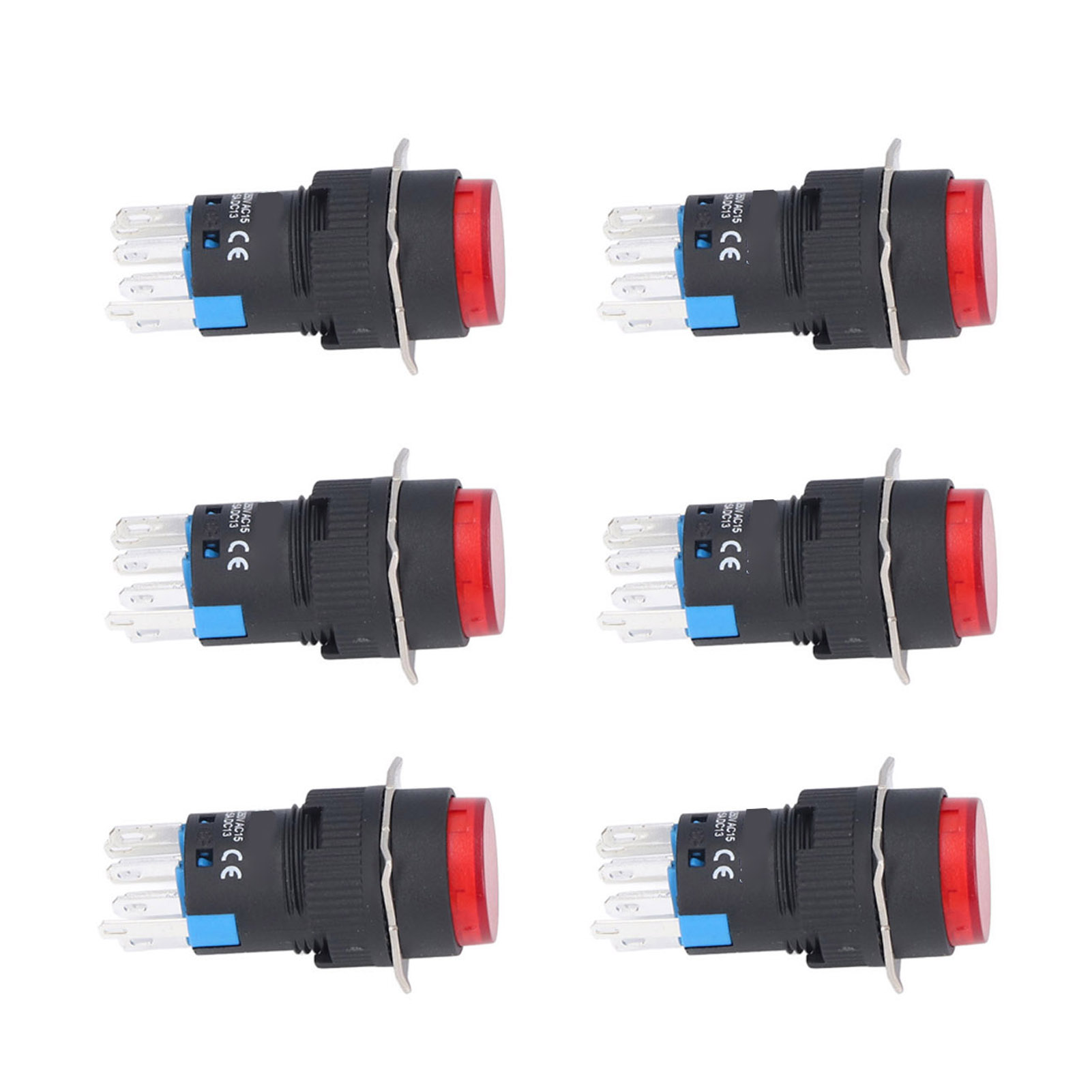 25-teiliger, Selbstverriegelnder Drucktaster Mit 8 Pins, 16 Mm Durchmesser, Mit Kontrollleuchte, 12 V, Rot