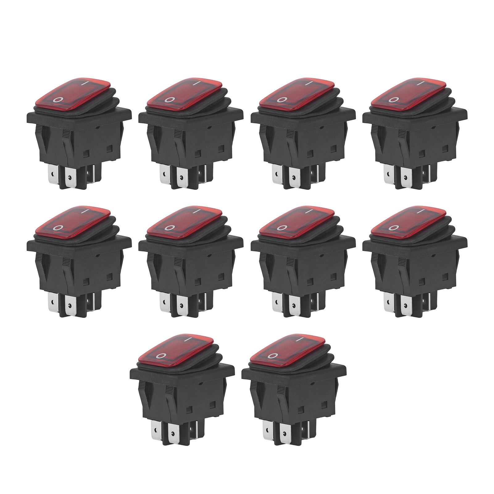 2-positionen-wippschalter, 10 Stück, Ein/aus, 30 A, 125 V/250 V Wechselstrom, Für Boote, Mit Led-anzeige, 4 Rote Pins