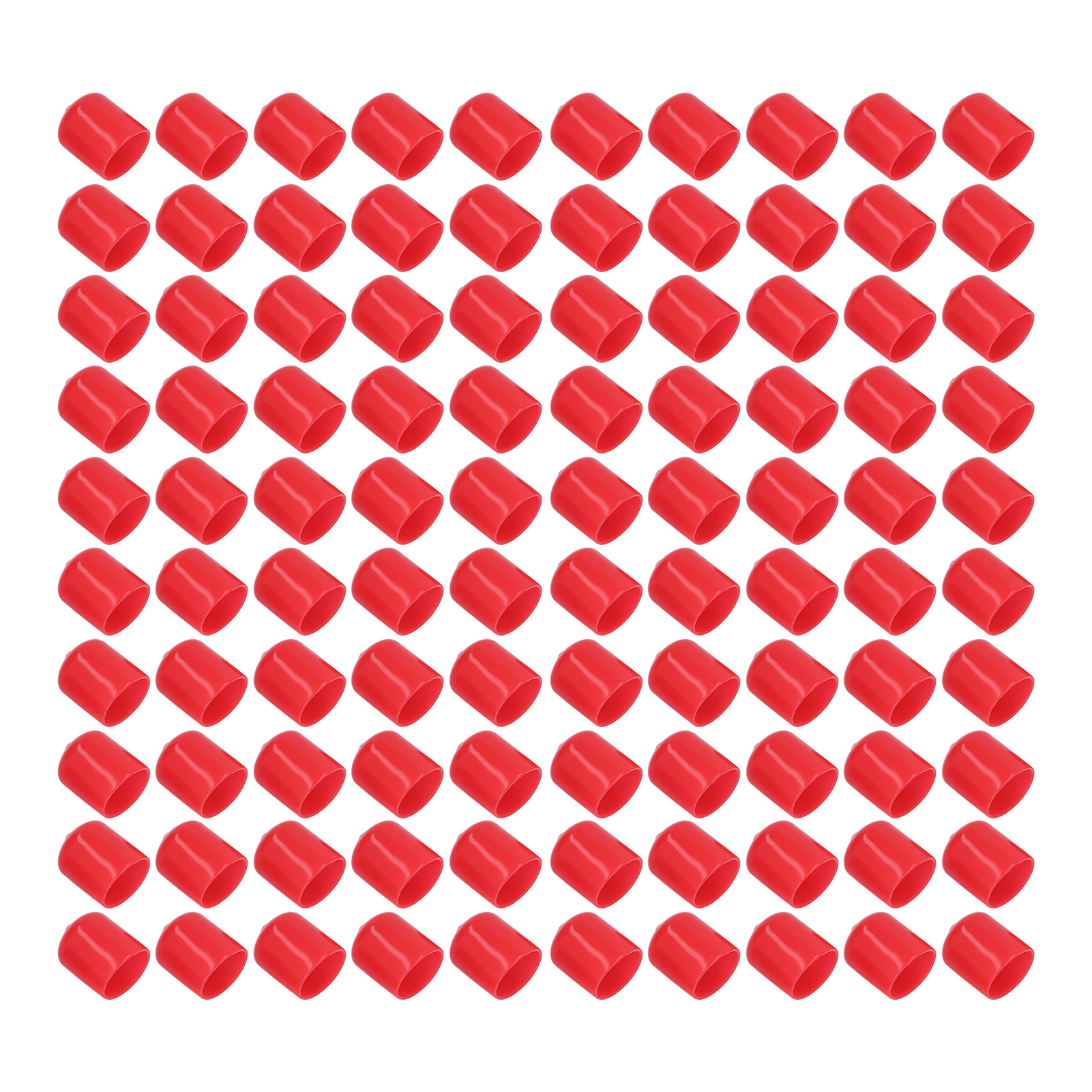 100 Runde, Weiche, Feuerhemmende Pvc-gewindekappen, Rot, 15 Mm Schraubkappen