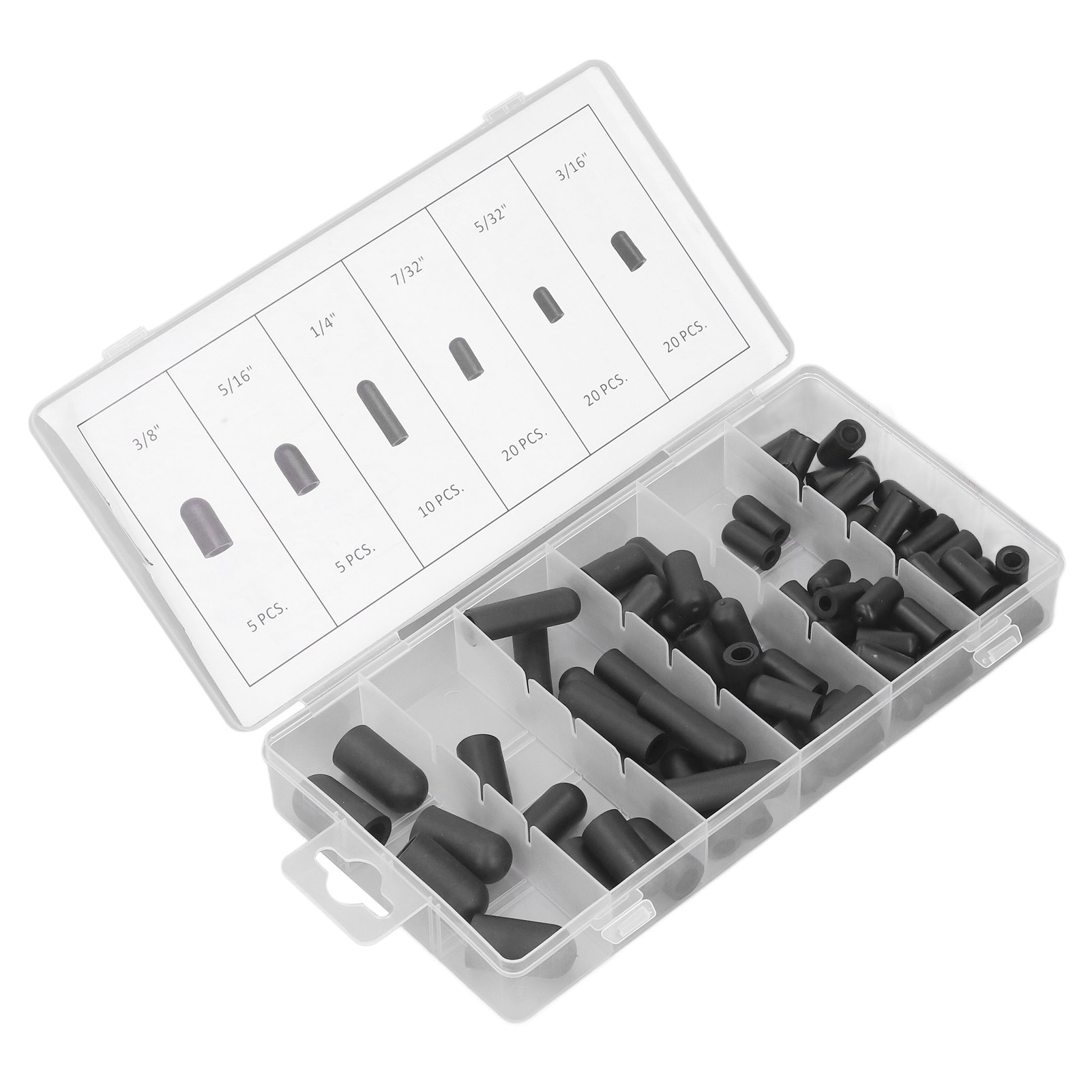 80-teiliges Sortiment An Staubsaugerstopfen, Hitzebeständiges Gummi, Auslaufsicher, 5/32 Bis 3/8 Zoll, Schwarz