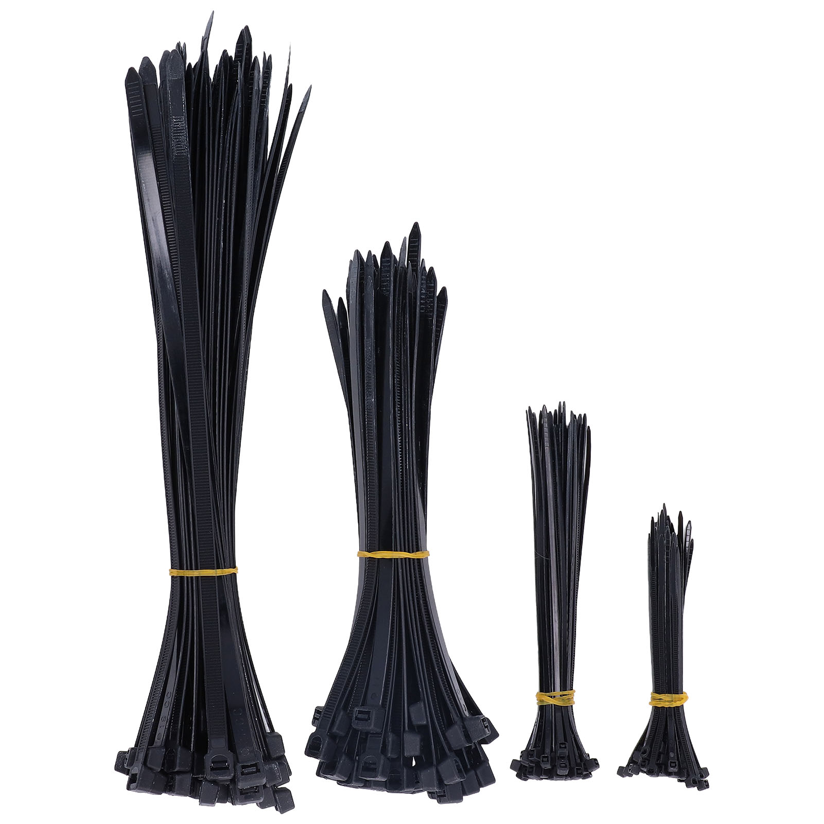 Packung Mit 200 Robusten Schlauchschellen, Verschiedene Größen (4/6/8/12 Zoll), Zugfestigkeit 18–120 Lb, Schwarz