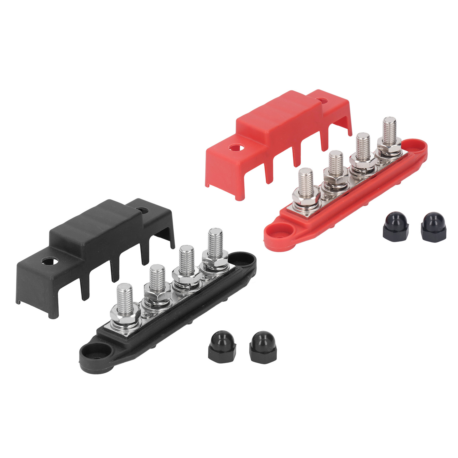 Set Mit 2 Omnibus-stromschienen, 48 V, 250 A, Gleichstrom-stromverteilungsmodul, 4-polig, M10, Für Wohnmobile Und Boote, Rot Und Schwarz