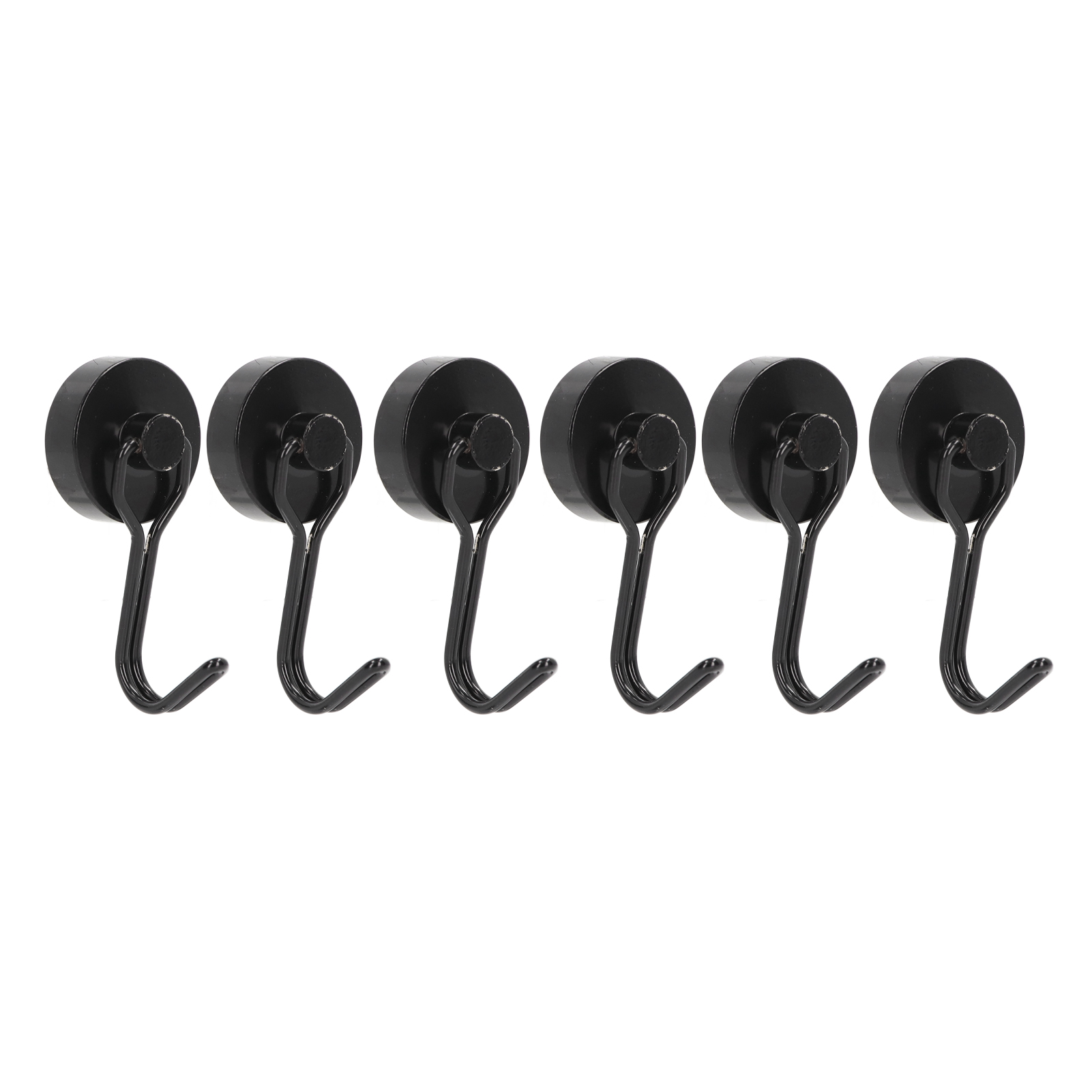 Set Mit 6 Um 180° Drehbaren Magnethaken, Kein Bohren Erforderlich, Schwarze Dekoroberfläche, Tragkraft 0-15 Kg
