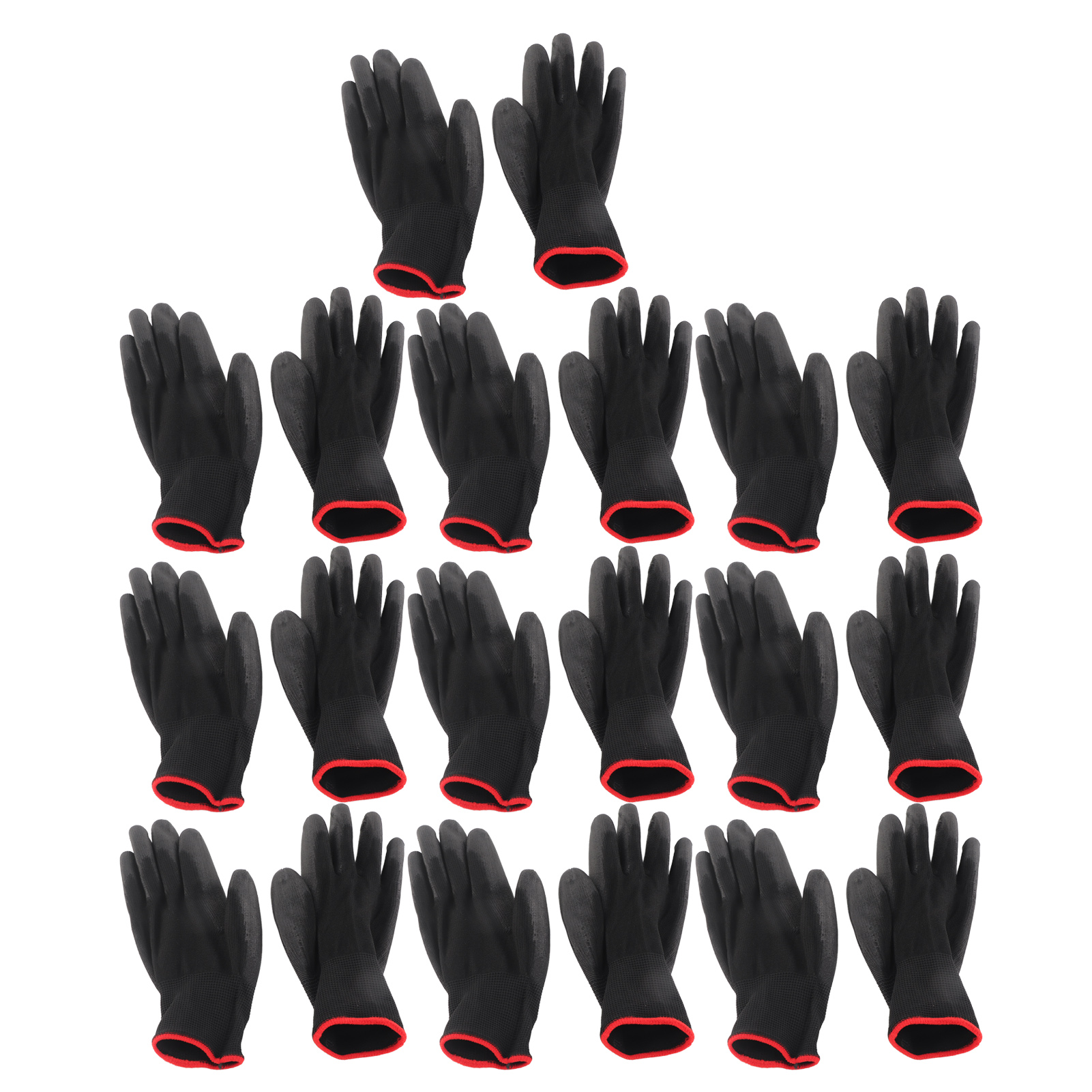 Packung Mit 10 Paar Schwarzen Antistatischen Pu-handschuhen Mit Grifffläche, Nylongewebe, Für Mechanische Werkstätten