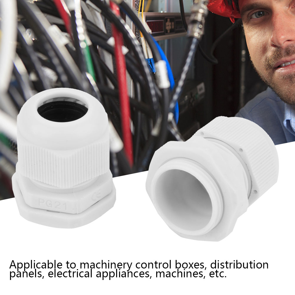 Ip68 Wasserdichte, Weiße Nylon-kabelverschraubung, Pg21-kabelstecker, 10er-packung