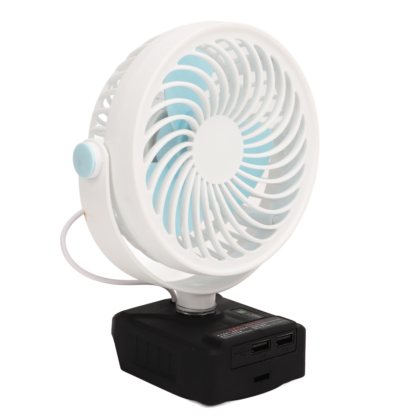 5-zoll-akku-tischventilator, Kompakter, Batteriebetriebener Ventilator Mit 2 Usb-anschlüssen, Weiß